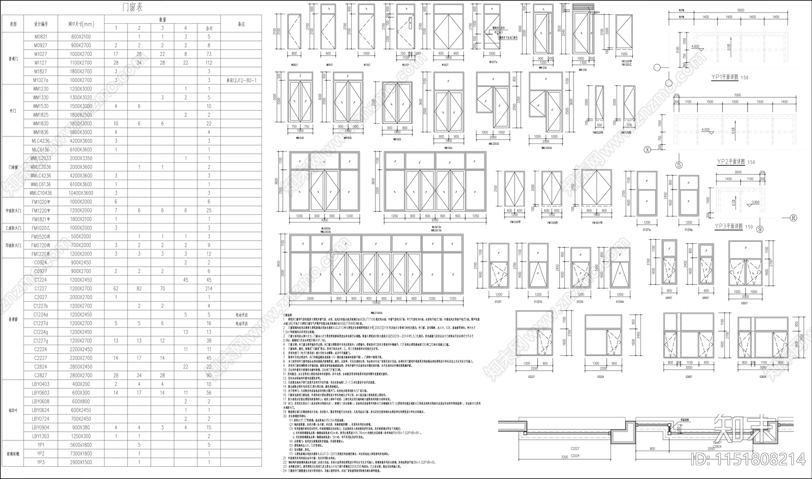 门窗详图施工图下载【ID:1151808214】