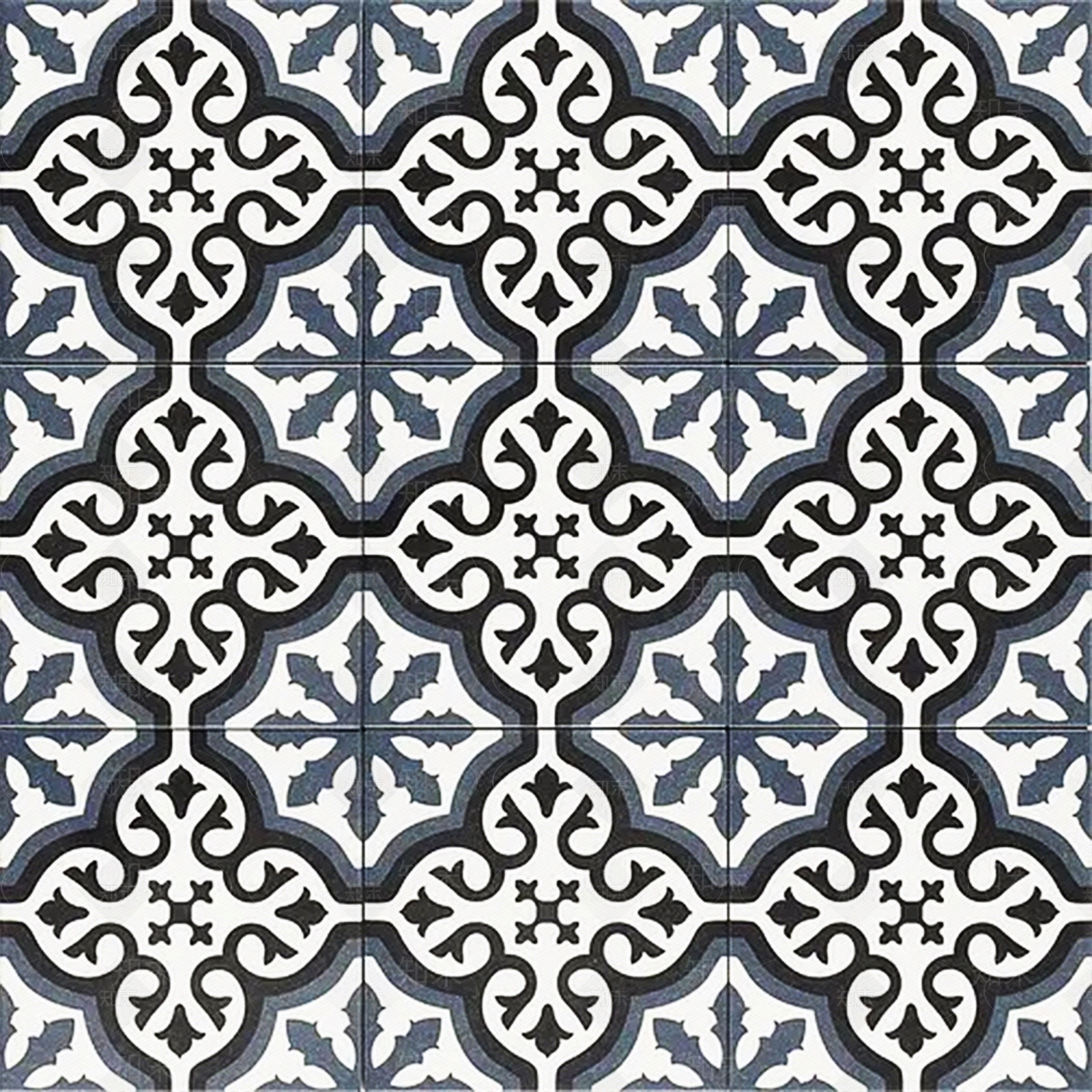 无缝复古黑白凹凸玻璃壁纸小花砖贴图下载【ID:1151808359】