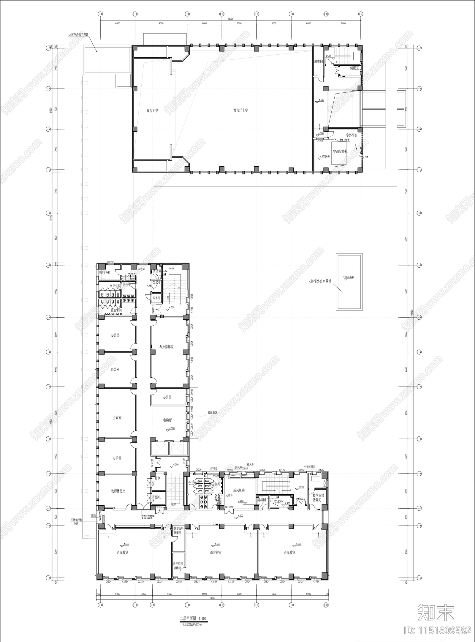 中学报告厅建筑cad施工图下载【ID:1151809582】