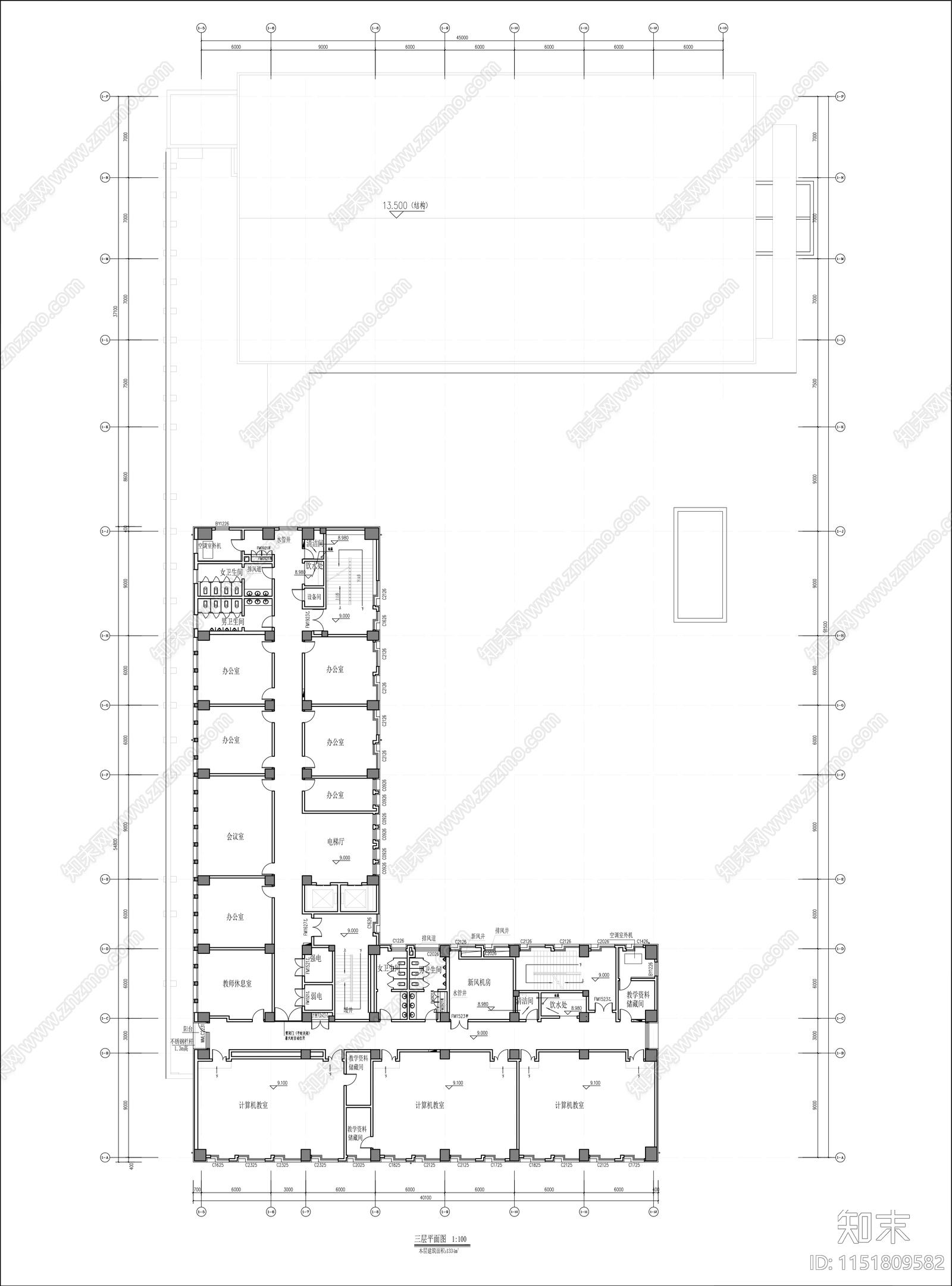 中学报告厅建筑cad施工图下载【ID:1151809582】