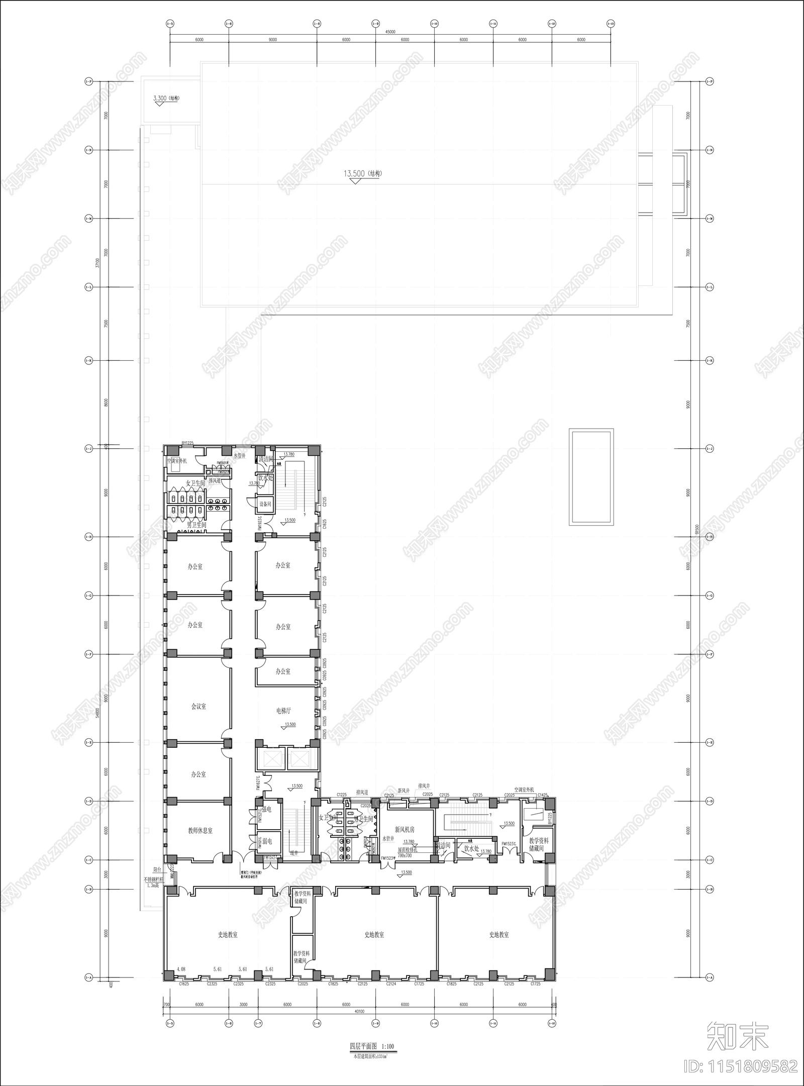 中学报告厅建筑cad施工图下载【ID:1151809582】