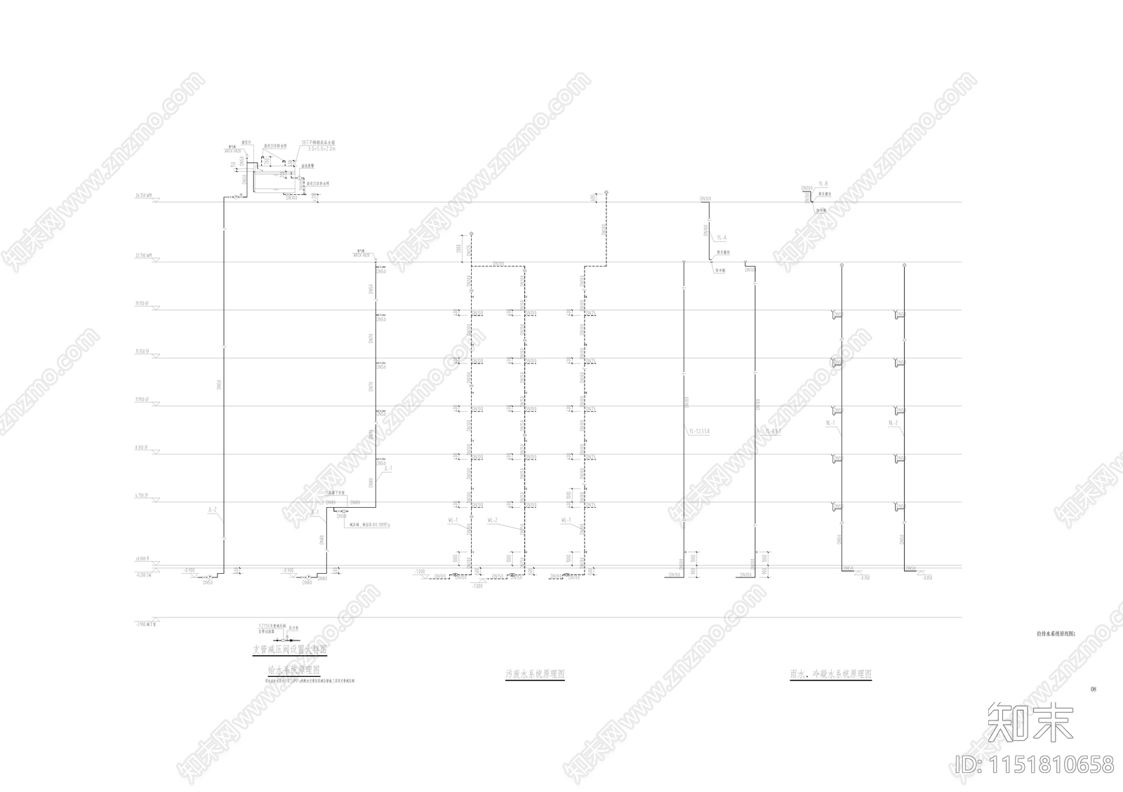 妙高大楼建筑给排水大样cad施工图下载【ID:1151810658】