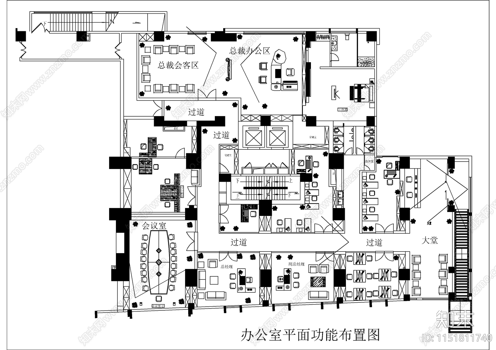 800㎡律师事务所欧式办公室室内cad施工图下载【ID:1151811740】