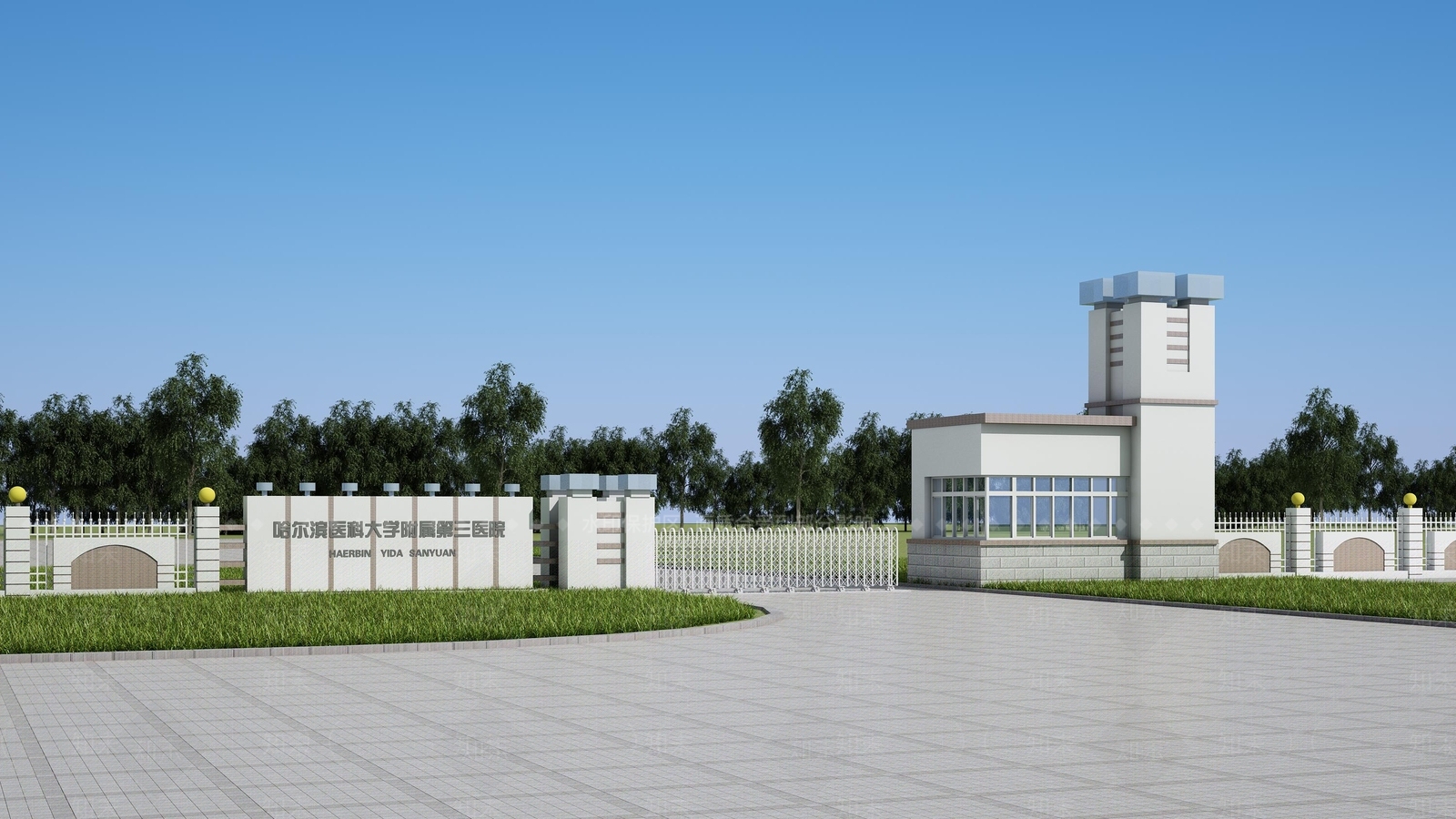 现代医院入口大门3D模型下载【ID:1151813030】
