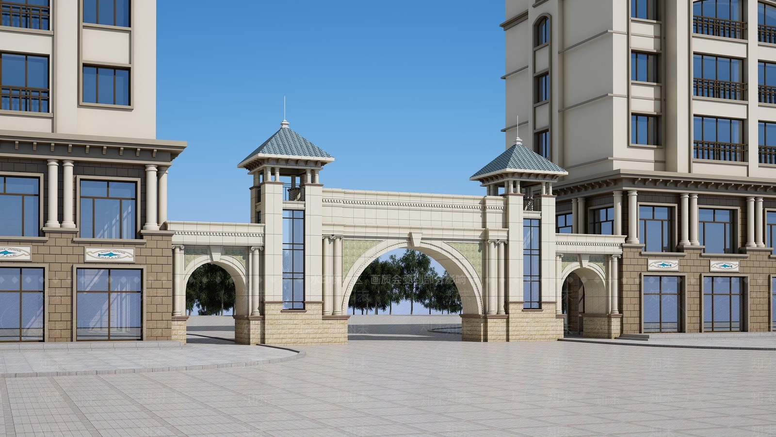 简欧入口大门3D模型下载【ID:1151813630】