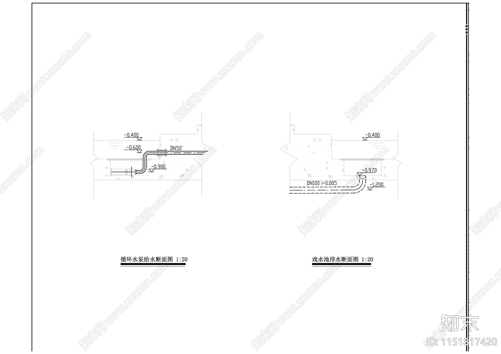 儿童乐园水景cad施工图下载【ID:1151817420】