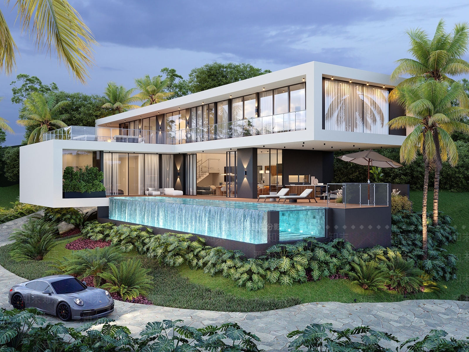 现代山地独栋别墅SU模型下载【ID:1151821275】