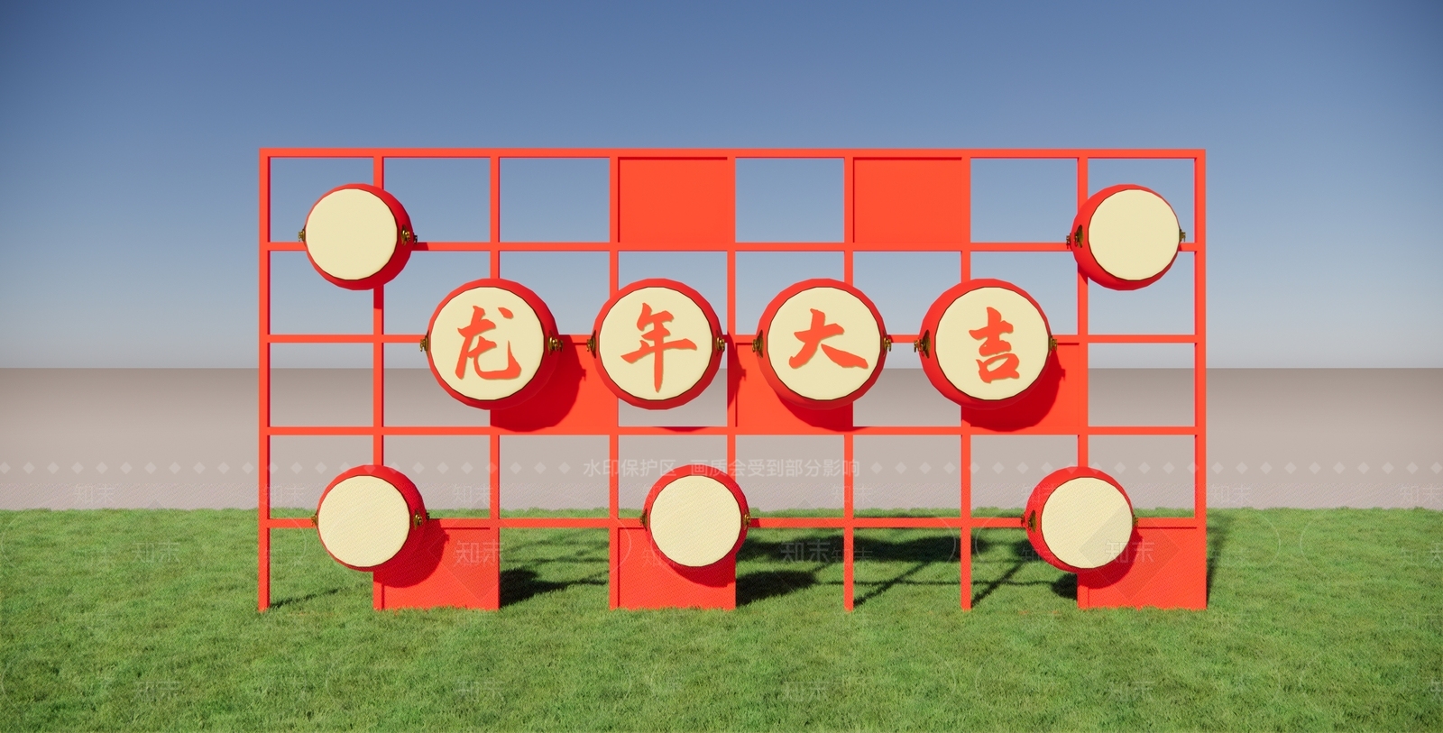 现代户外鼓造型美陈SU模型下载【ID:1151825823】