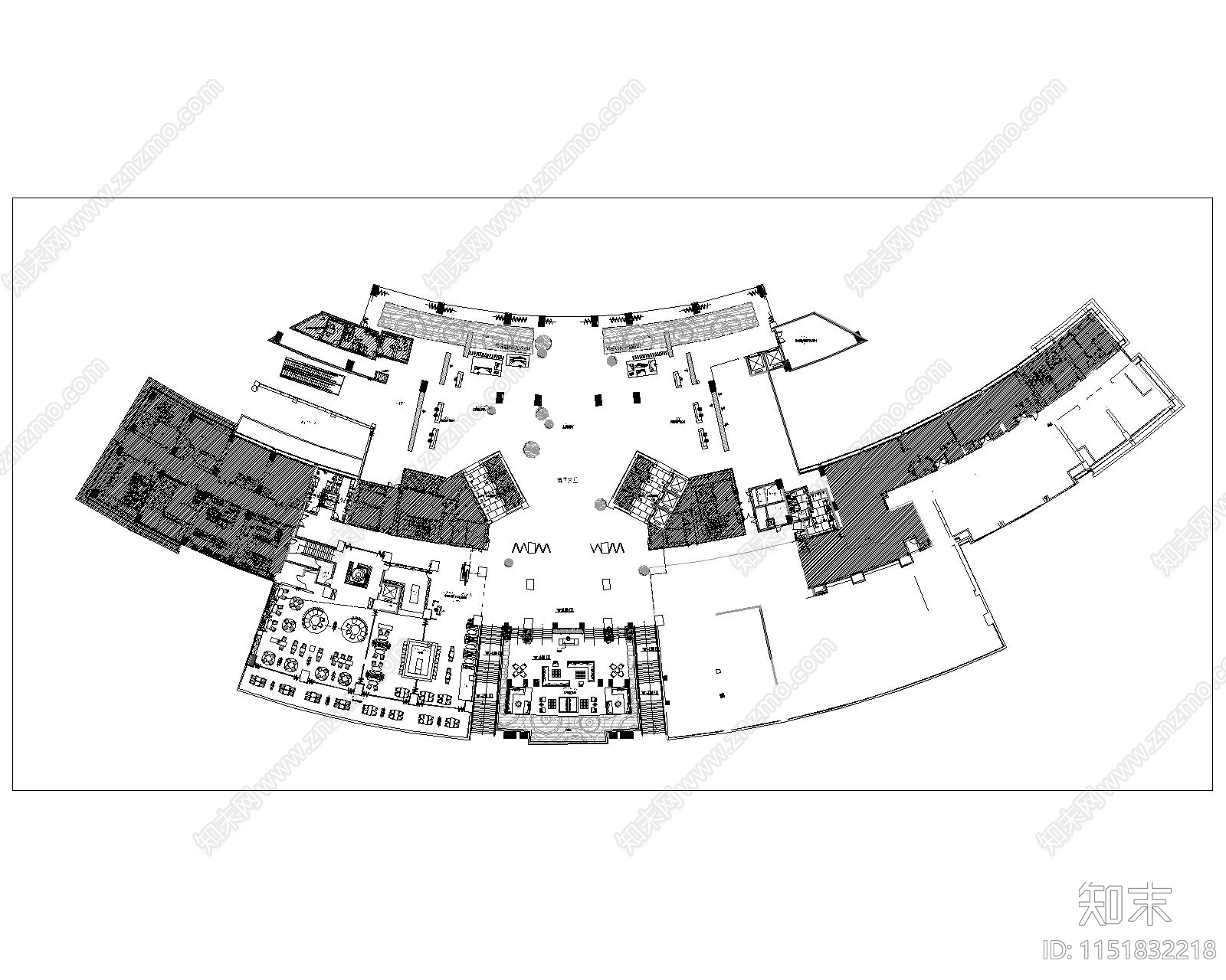 酒店大堂平面图库cad施工图下载【ID:1151832218】