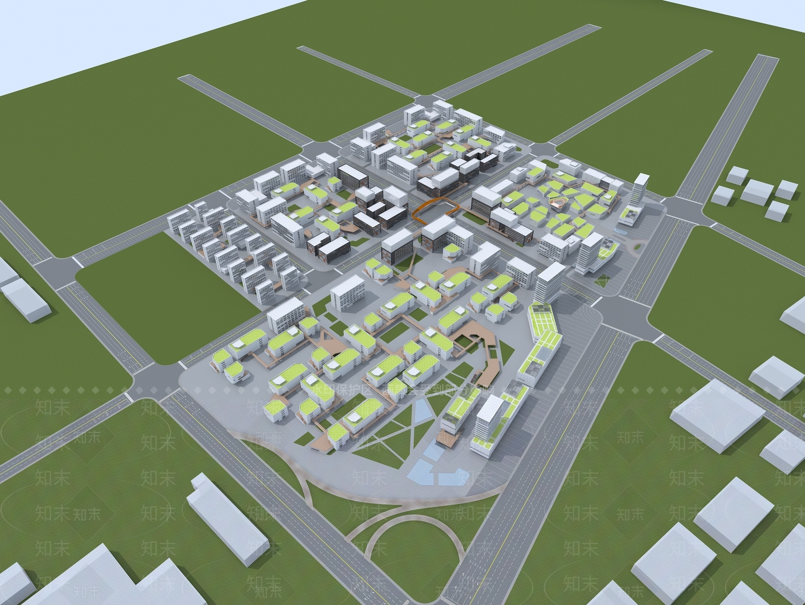 现代产业园鸟瞰规划3D模型下载【ID:1151835609】
