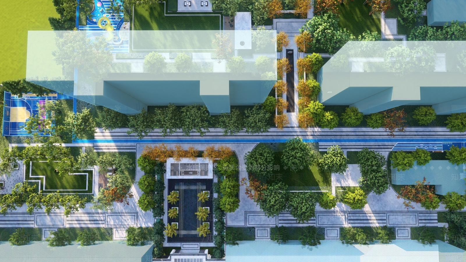 现代小区景观SU模型下载【ID:1151837878】