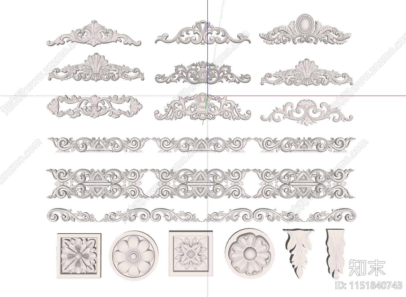 简欧石膏雕花SU模型下载【ID:1151840743】