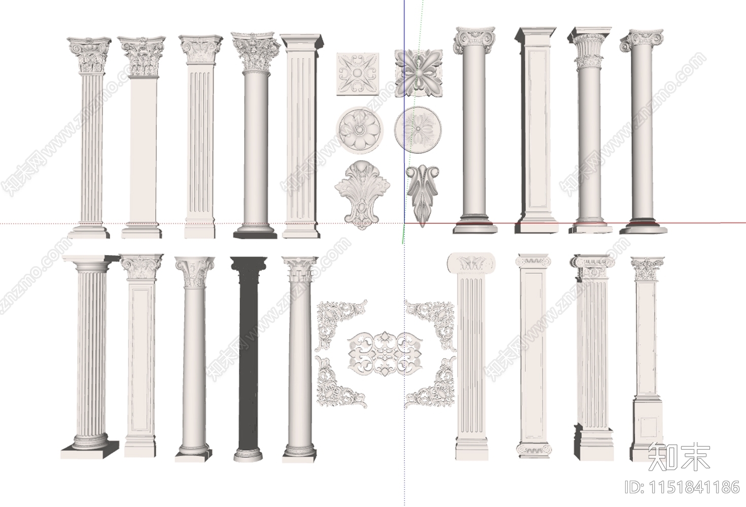 欧式古典罗马柱SU模型下载【ID:1151841186】