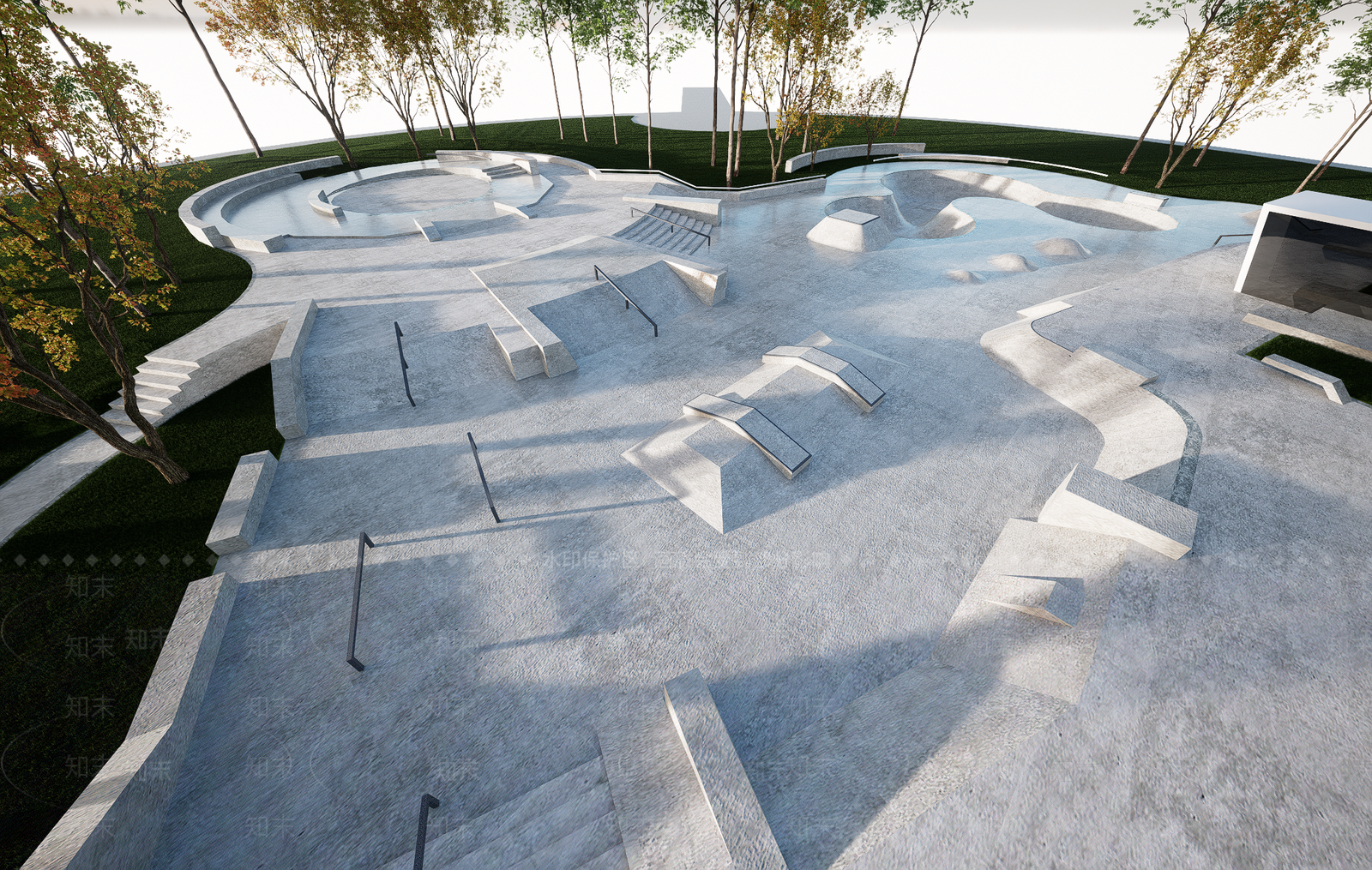 现代滑板广场SU模型下载【ID:1151841981】