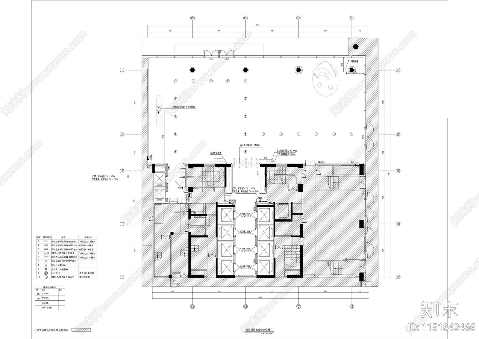 现代办公大堂cad施工图下载【ID:1151842466】