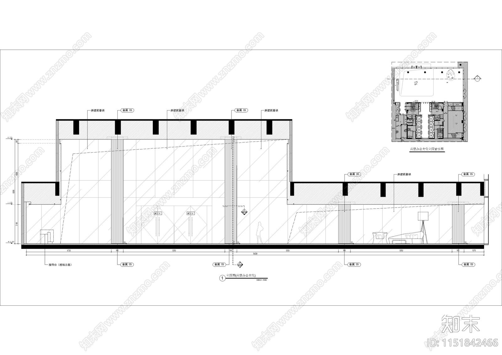 现代办公大堂cad施工图下载【ID:1151842466】