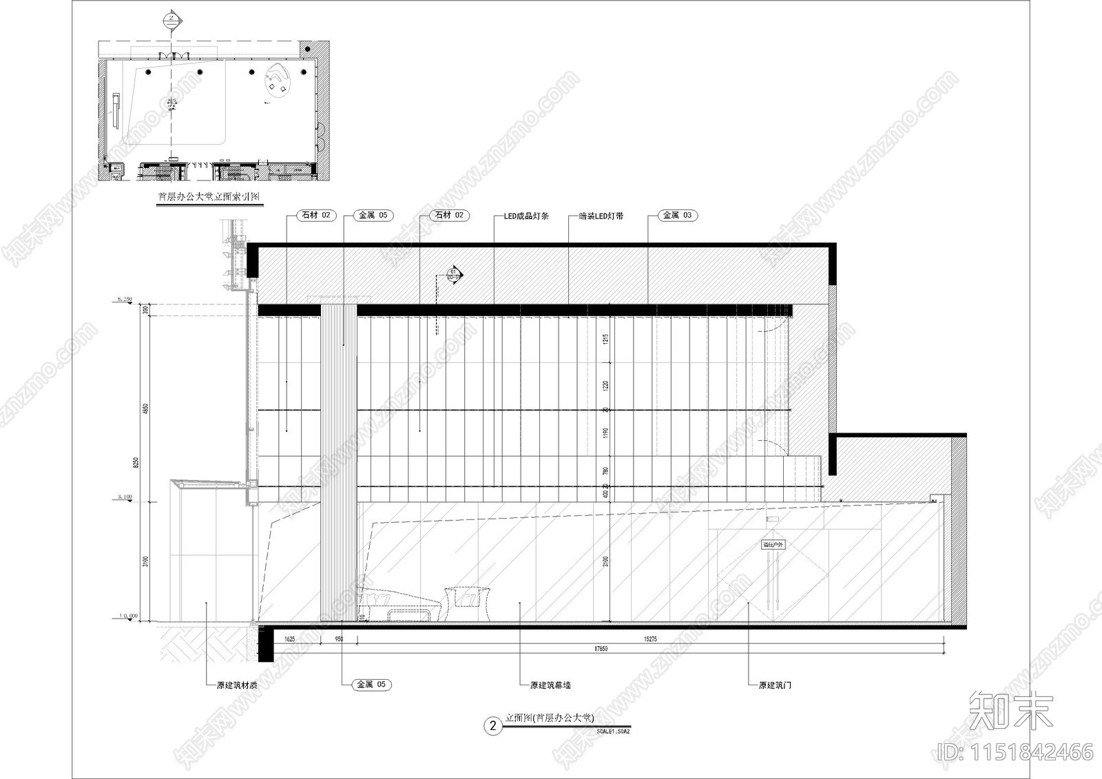 现代办公大堂cad施工图下载【ID:1151842466】