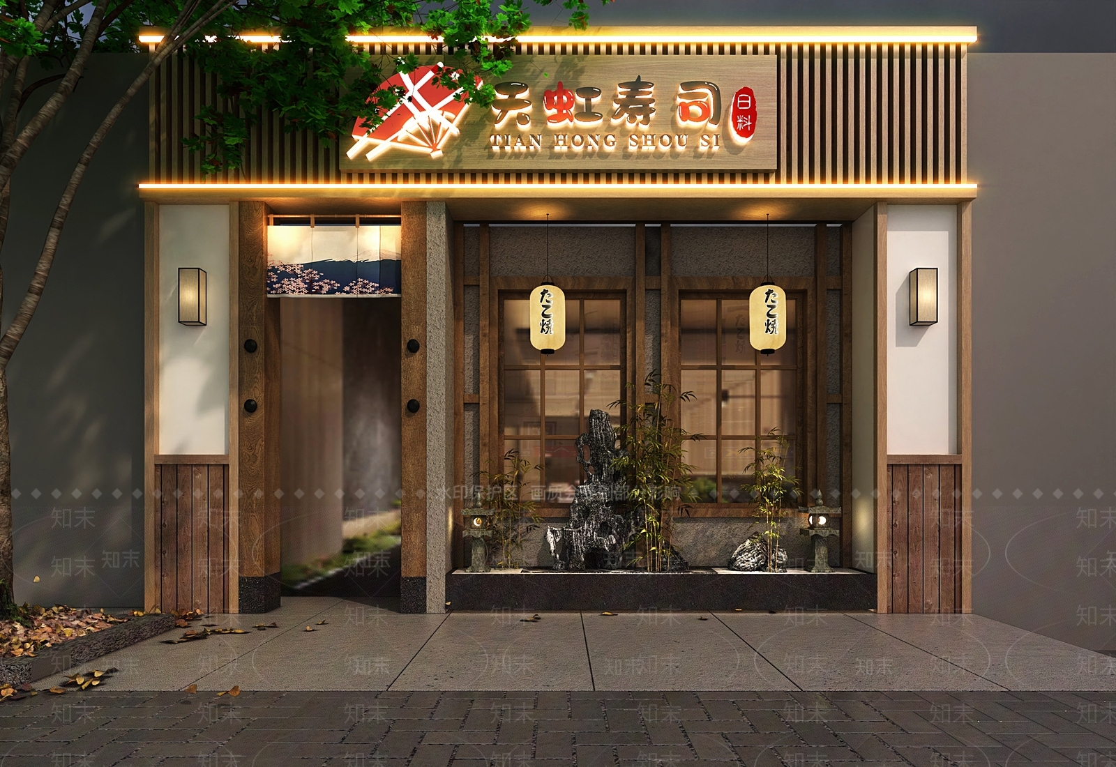 日式餐饮店门头3D模型下载【ID:1151875807】