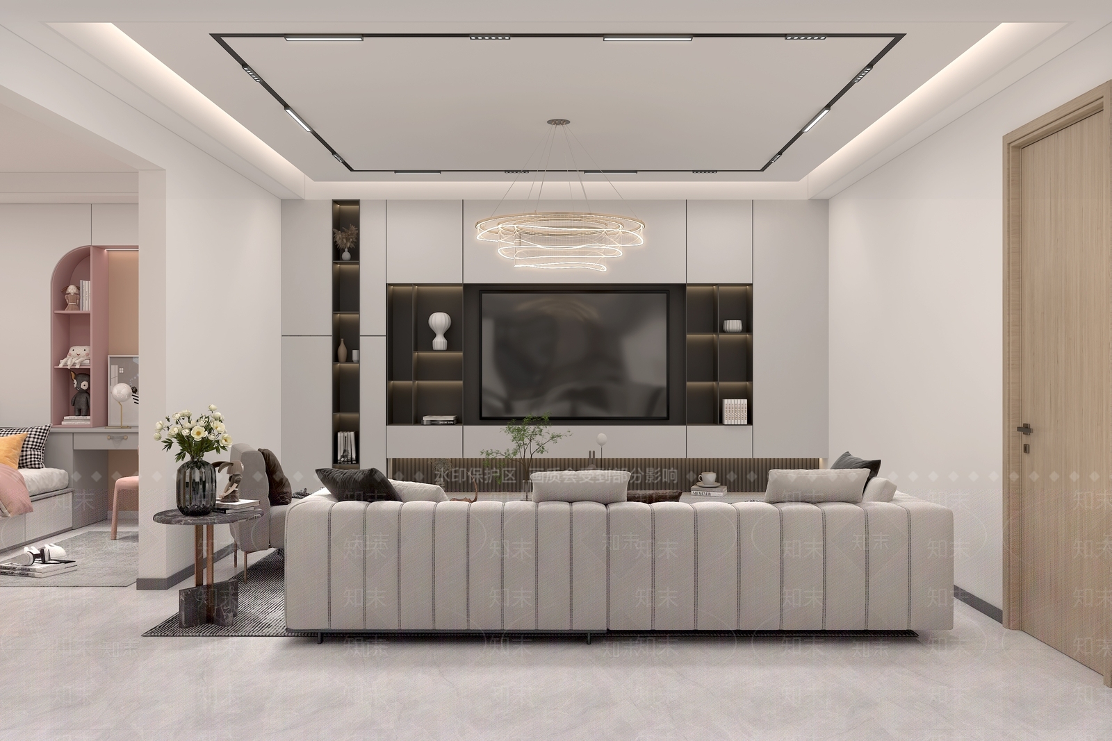 现代客厅空间3D模型下载【ID:1151849952】