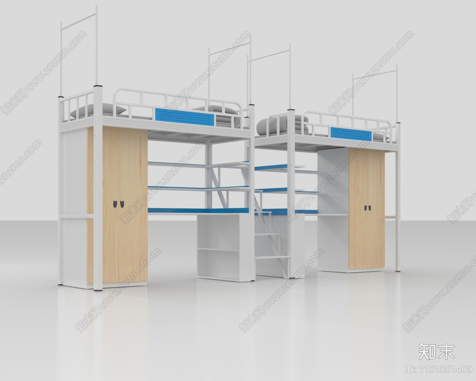 现代上床下桌3D模型下载【ID:1151851409】