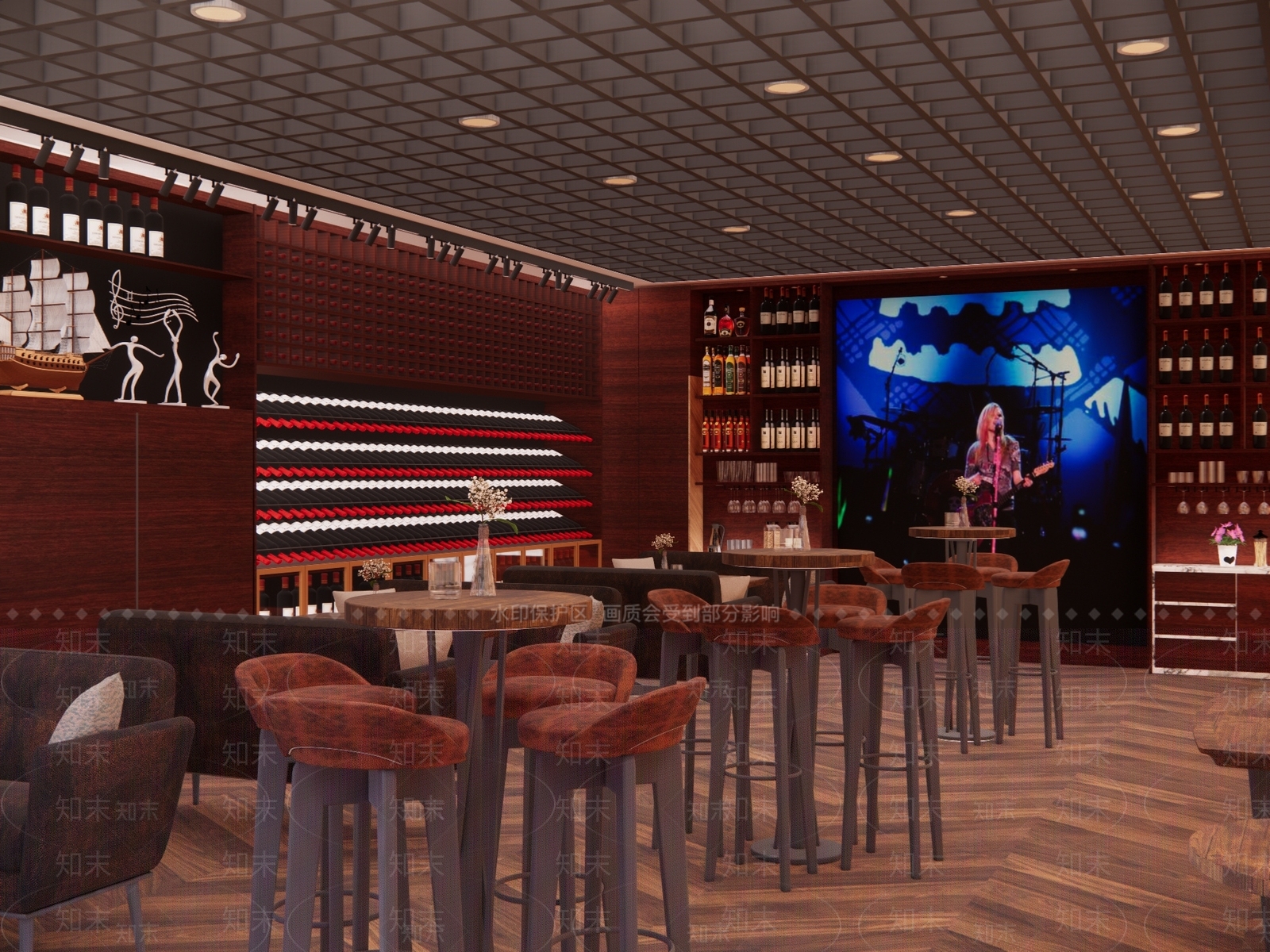 现代风格酒吧SU模型下载【ID:1151852238】