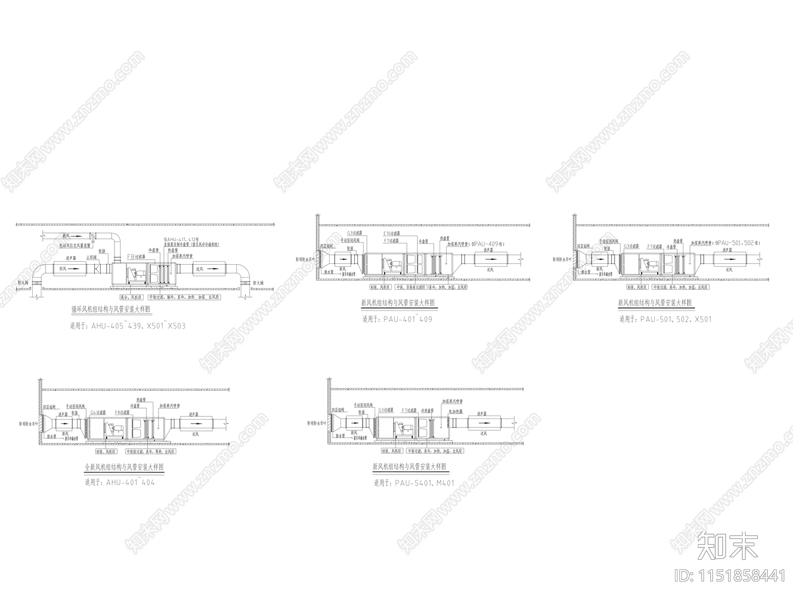 暖通空调机组安装大样cad施工图下载【ID:1151858441】