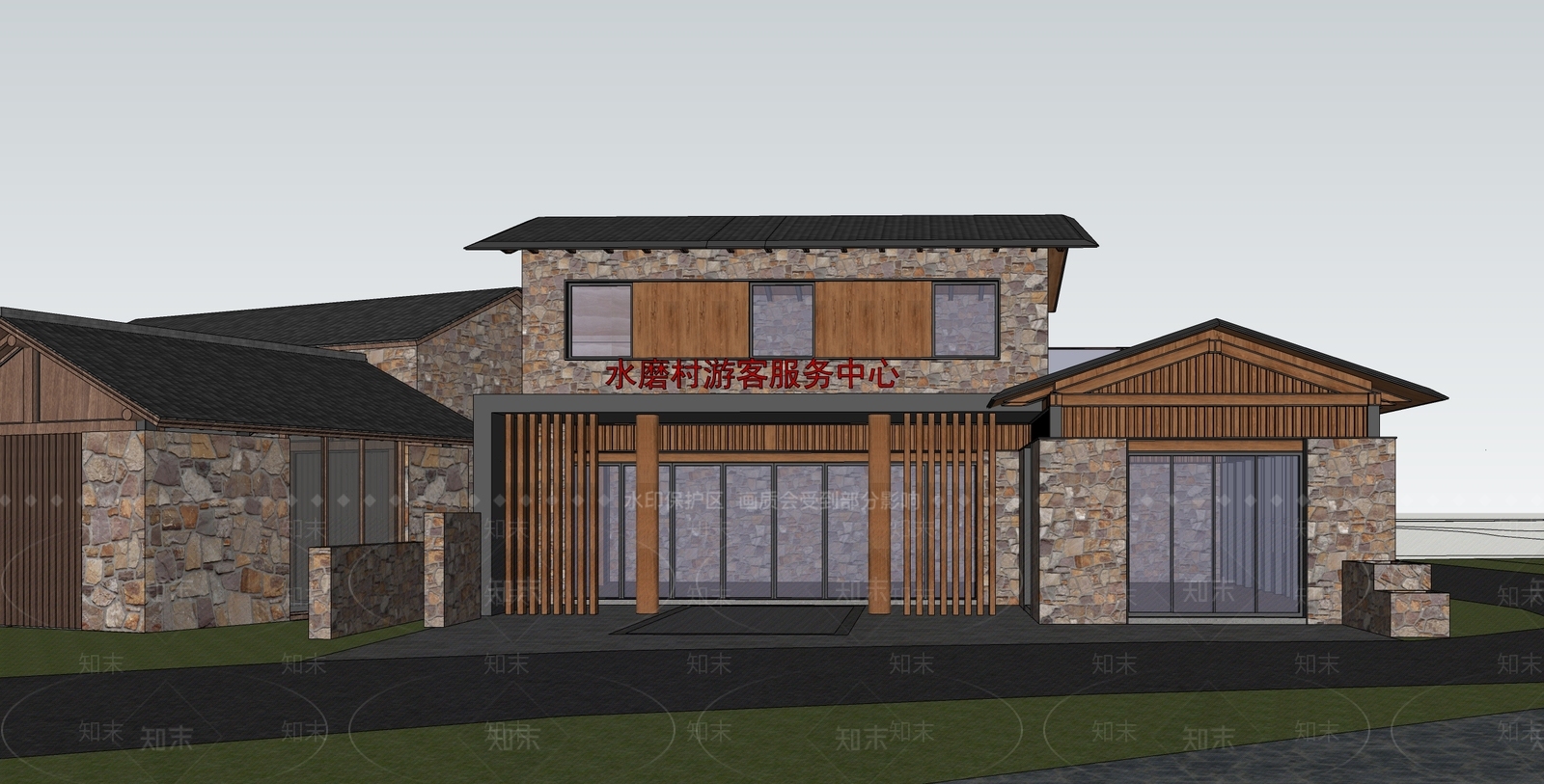 中式游客服务中心SU模型下载【ID:1151855797】