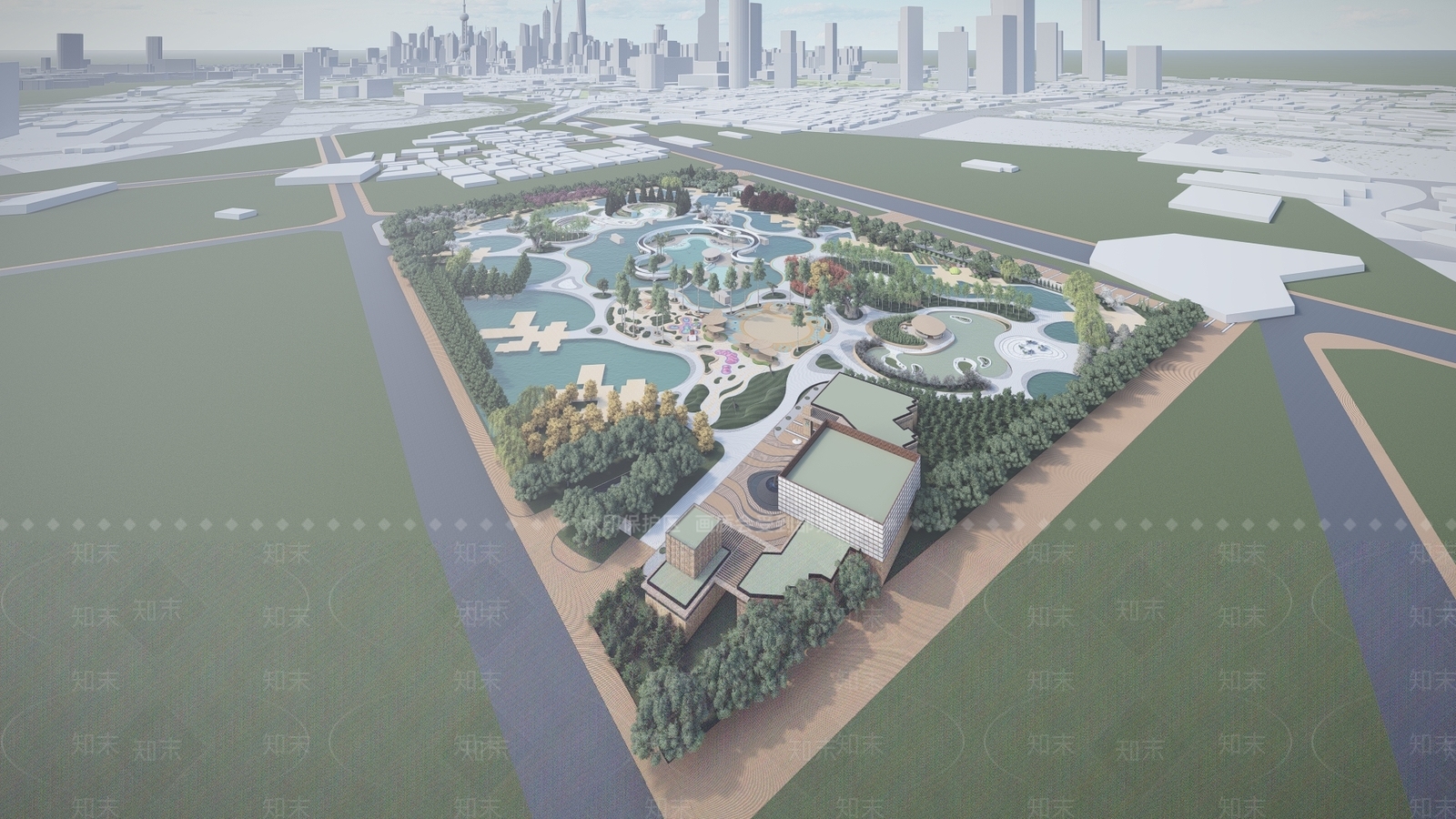 现代公园景观SU模型下载【ID:1151857596】