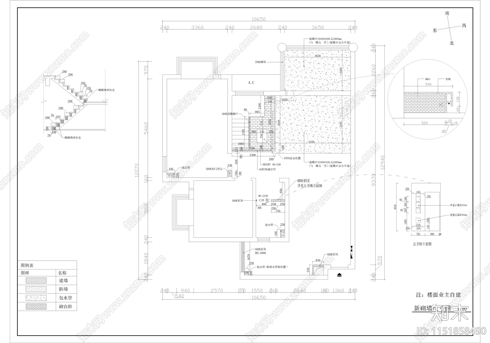 三层现代简约风格复式楼施工图下载【ID:1151858490】