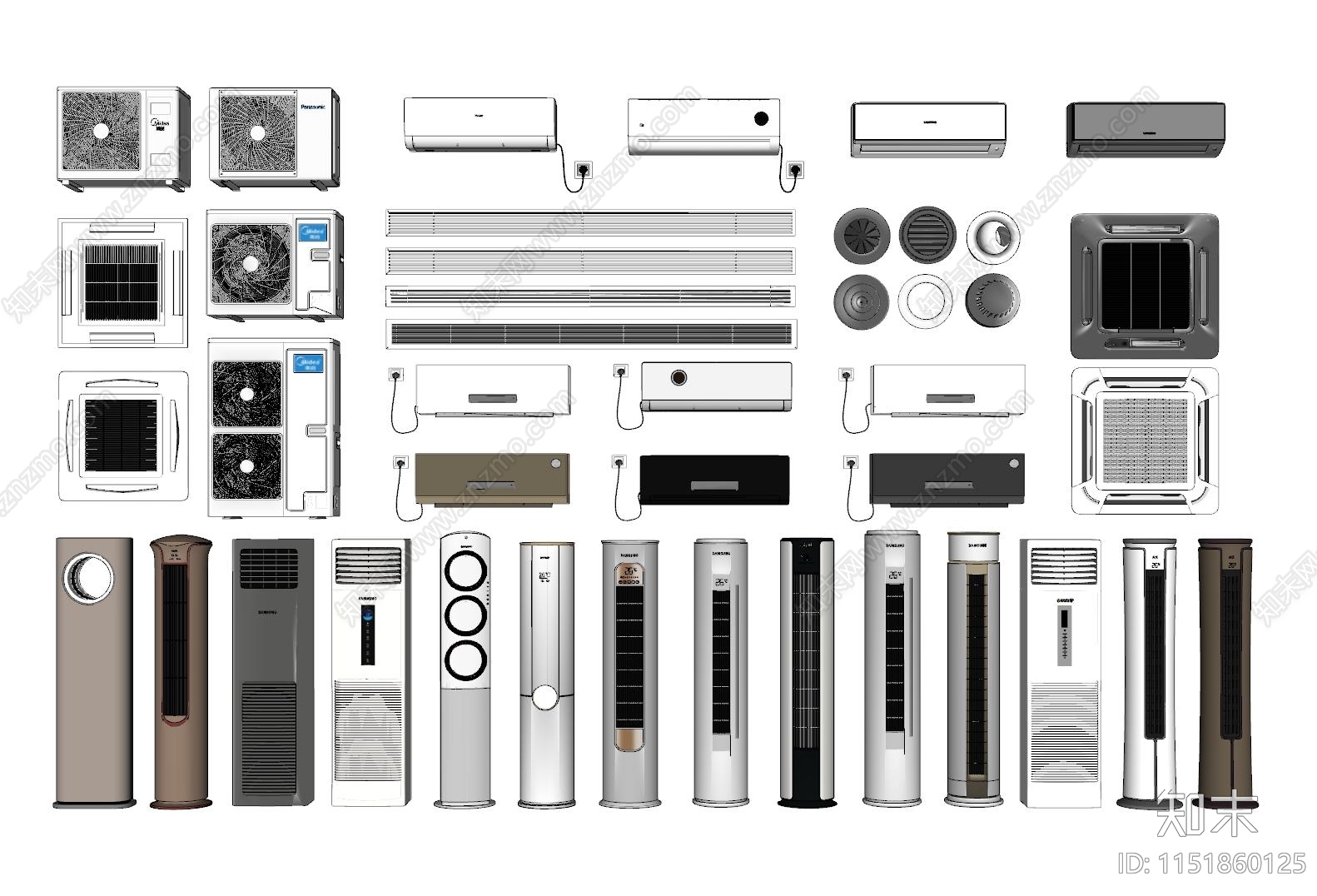 家电空调组合SU模型下载【ID:1151860125】