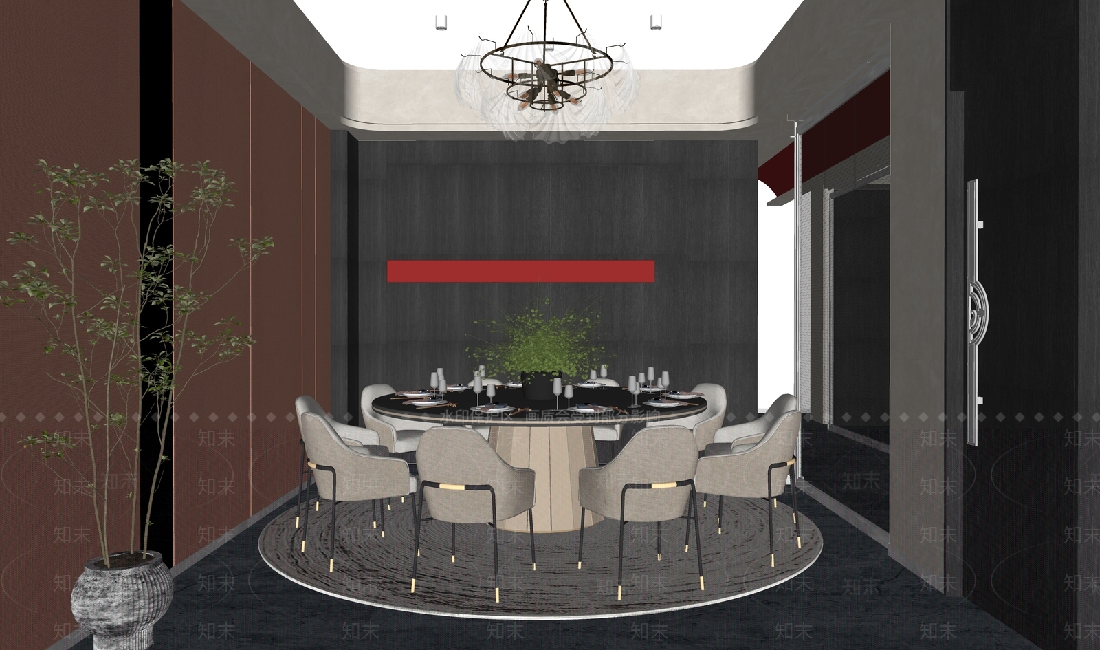 现代餐饮包厢SU模型下载【ID:1151860938】