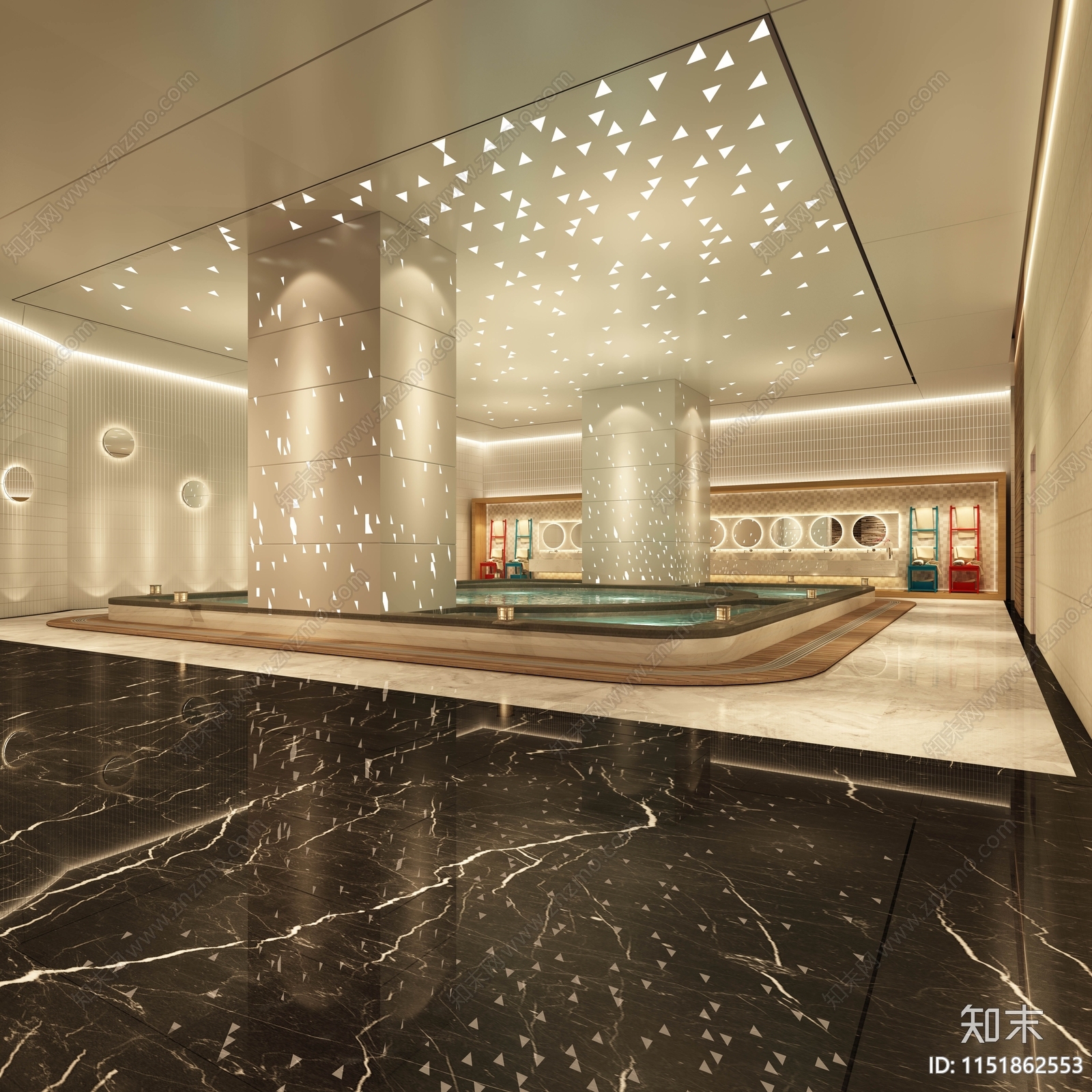 5000㎡洗浴中心cad施工图下载【ID:1151862553】