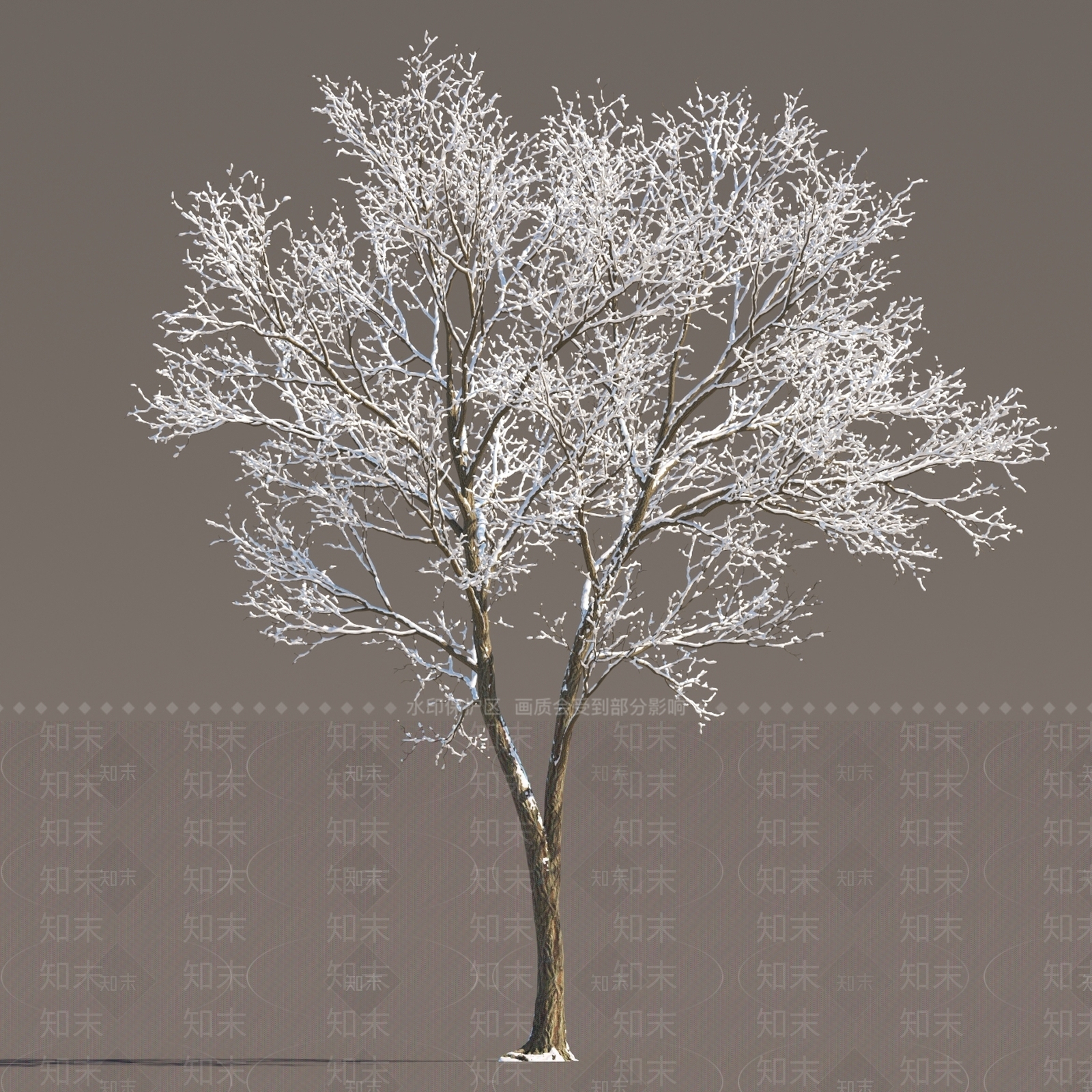 中式雪地树3D模型下载【ID:1151862427】