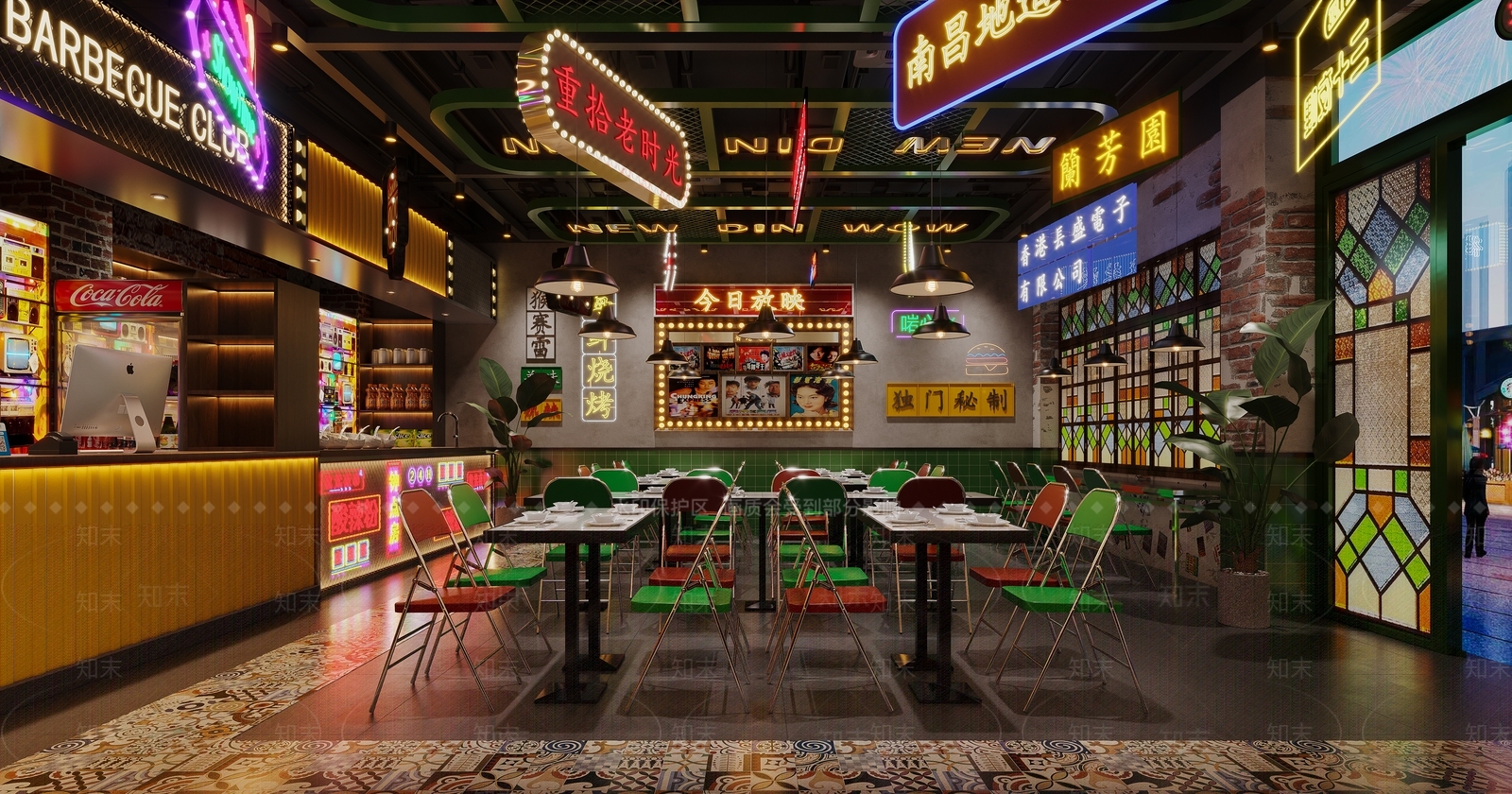 现代港式复古餐厅3D模型下载【ID:1151862881】