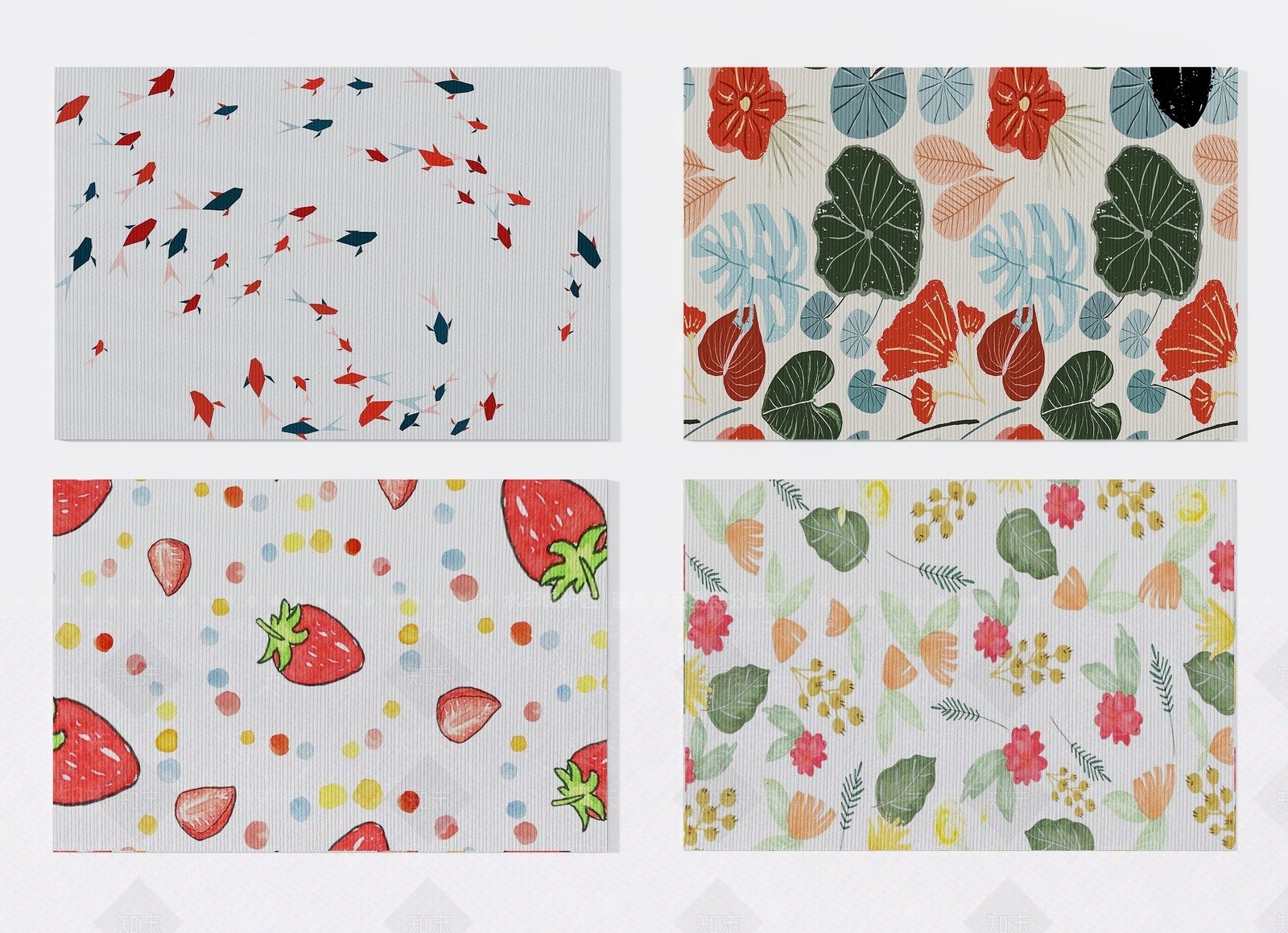 现代红绿色卡通童趣地毯组合3D模型下载【ID:1151864320】