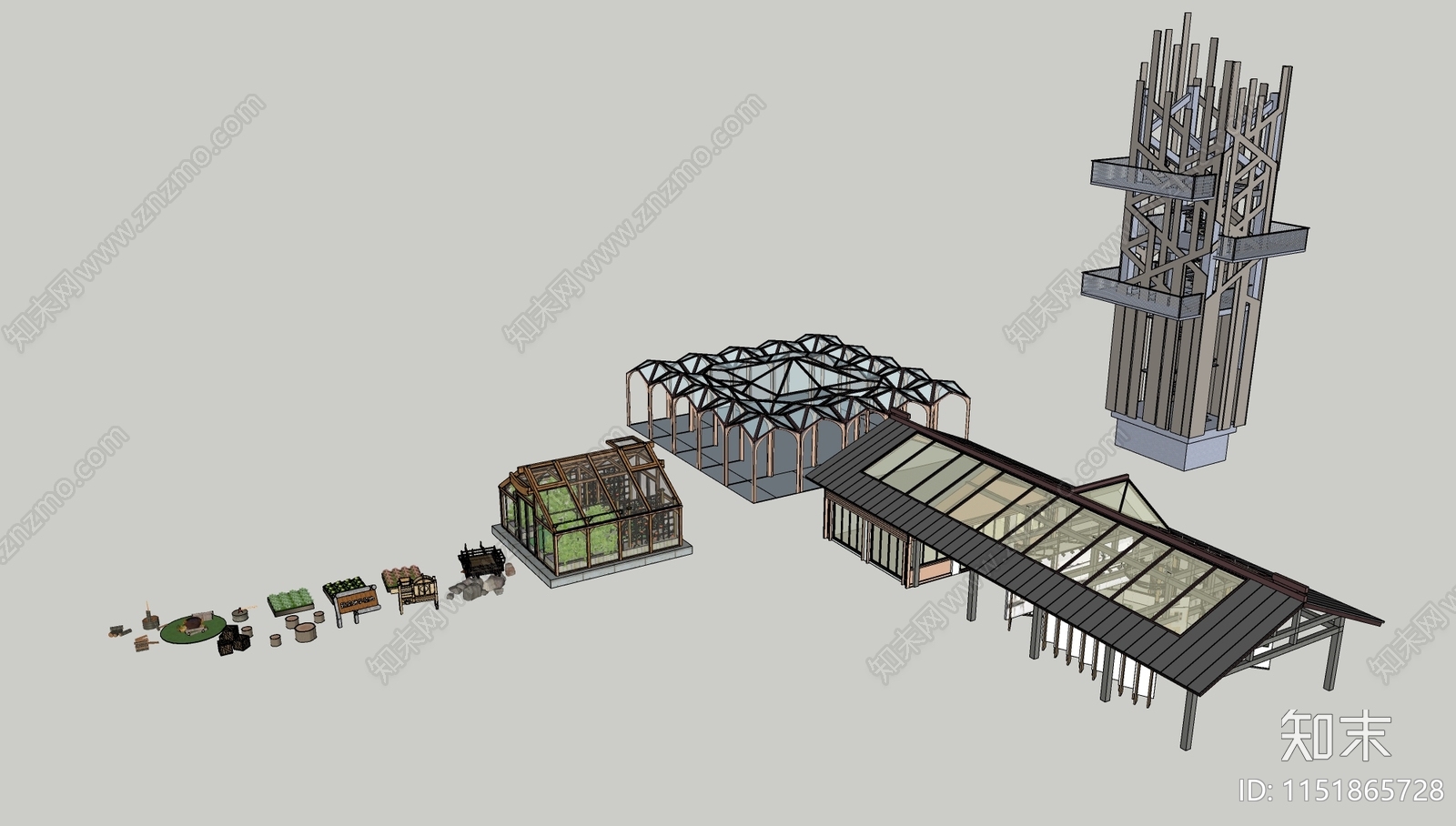 现代蔬菜研学阳光房SU模型下载【ID:1151865728】