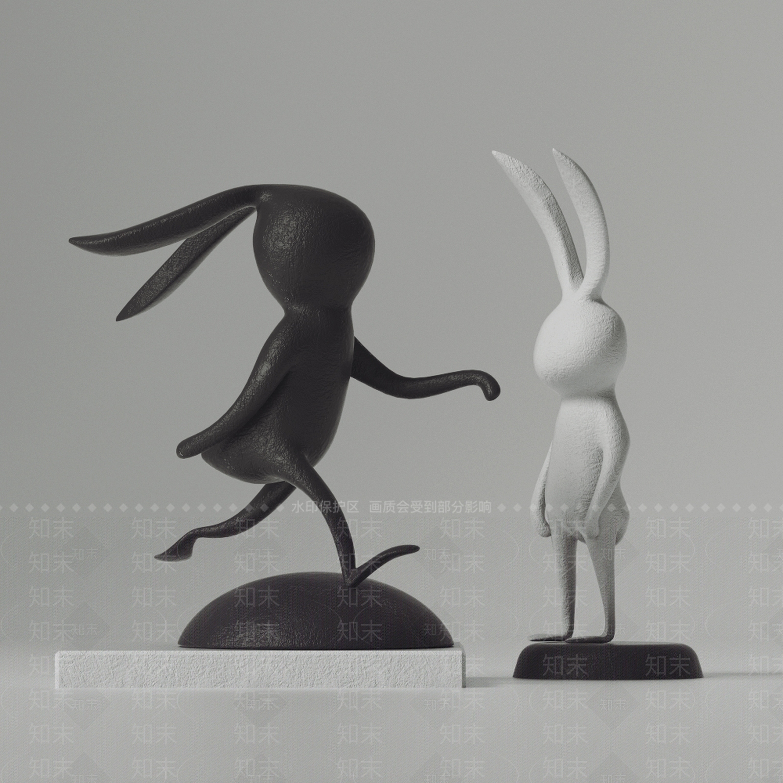 现代兔子雕塑摆件SU模型下载【ID:1151867440】