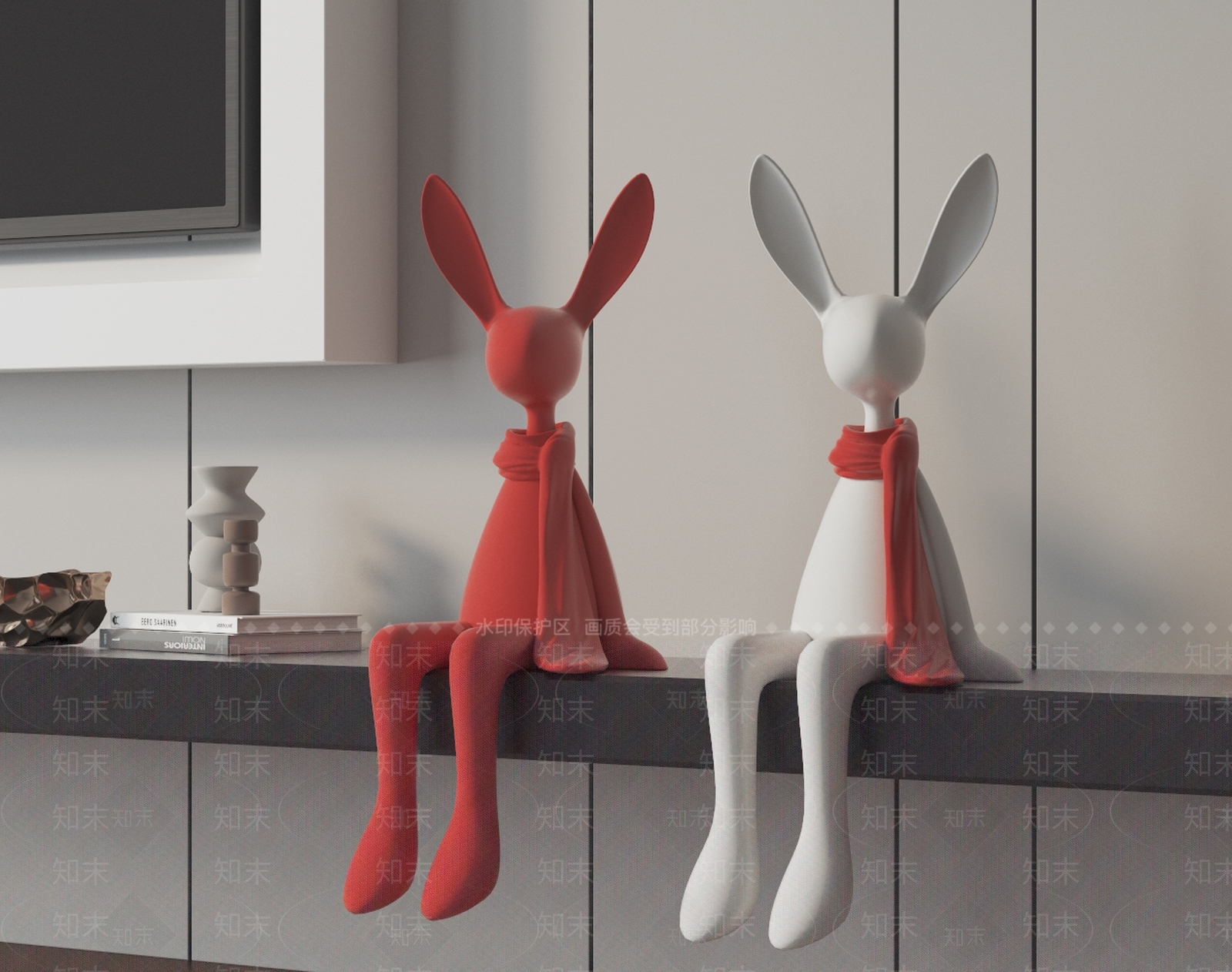 现代兔子雕塑摆件SU模型下载【ID:1151867636】