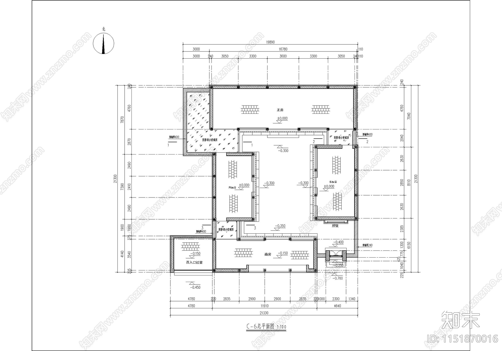 古城历史民居院落建筑cad施工图下载【ID:1151870016】