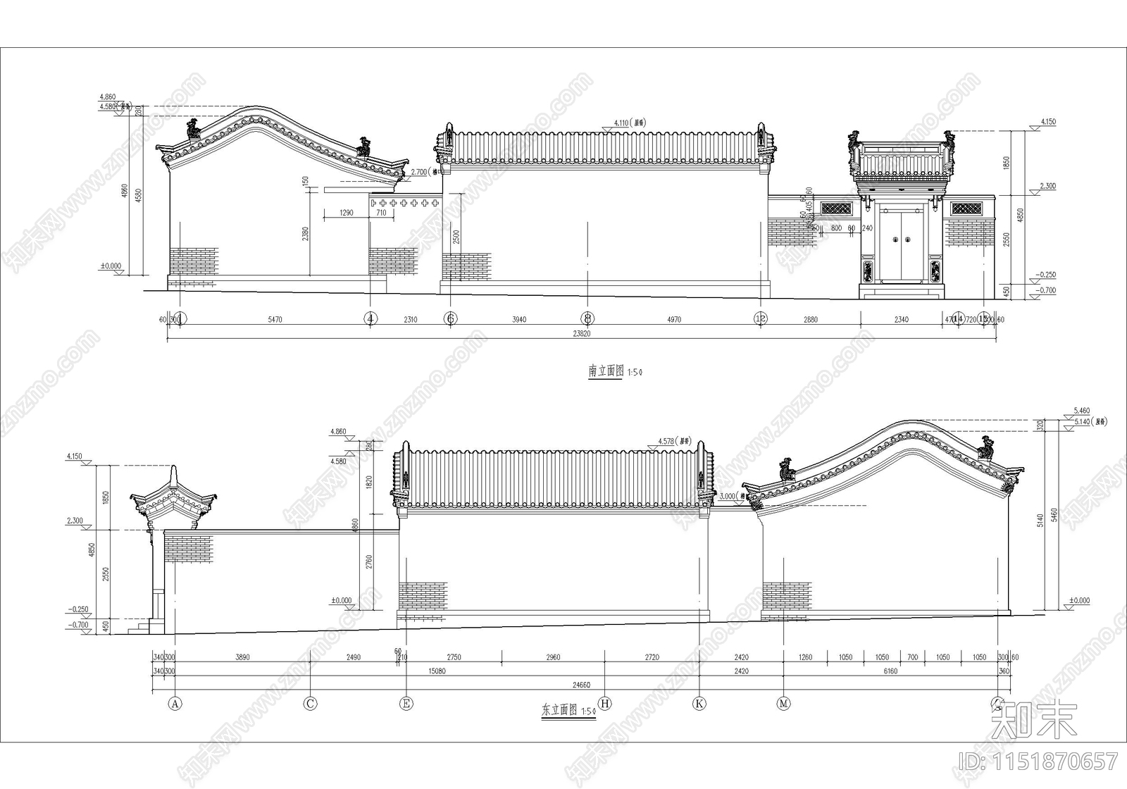 古城历史民居院落建筑cad施工图下载【ID:1151870657】