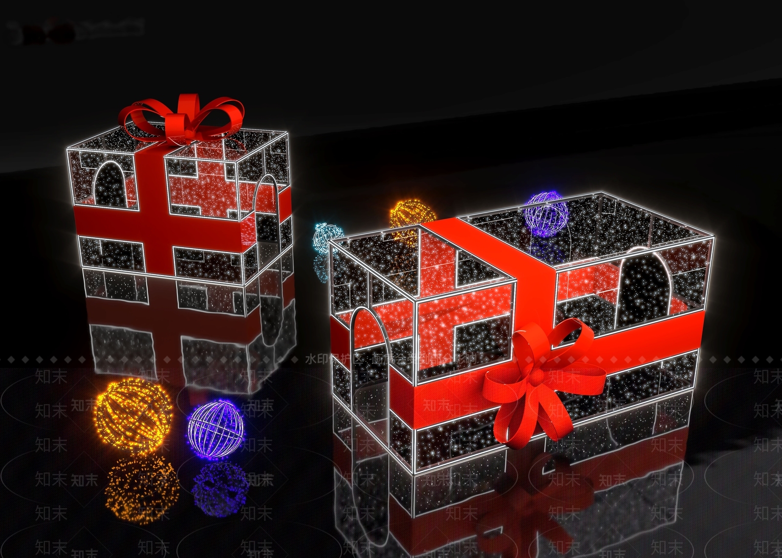 现代礼盒美陈3D模型下载【ID:1151872161】