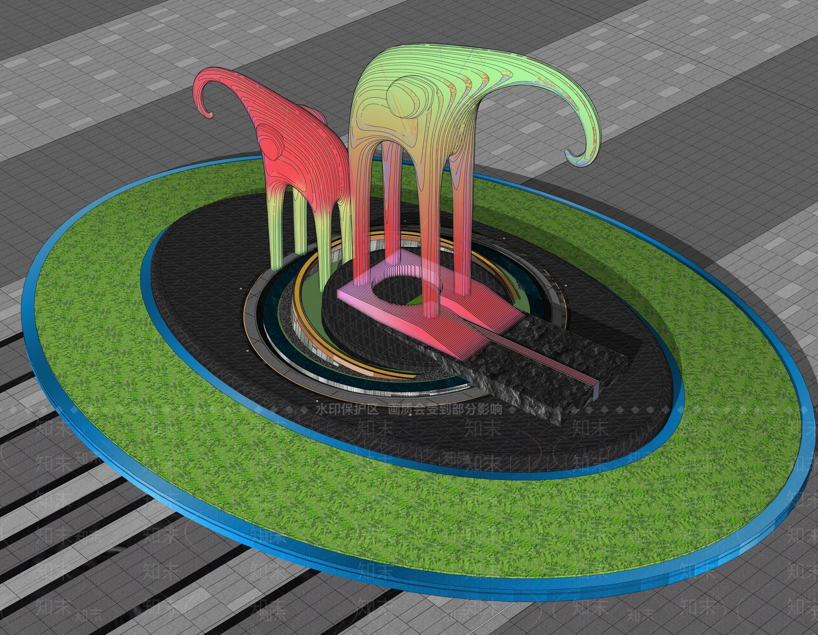 现代大象抽象雕塑SU模型下载【ID:1151877042】