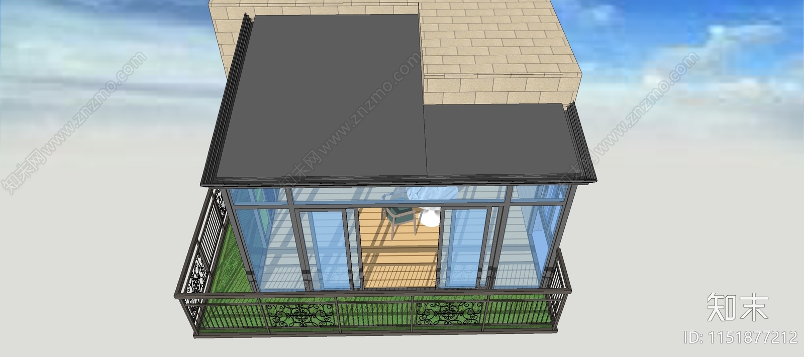 现代阳光房SU模型下载【ID:1151877212】