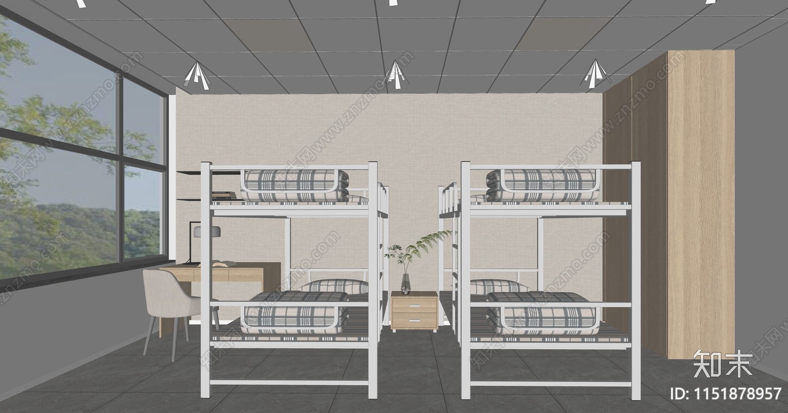 现代员工宿舍SU模型下载【ID:1151878957】