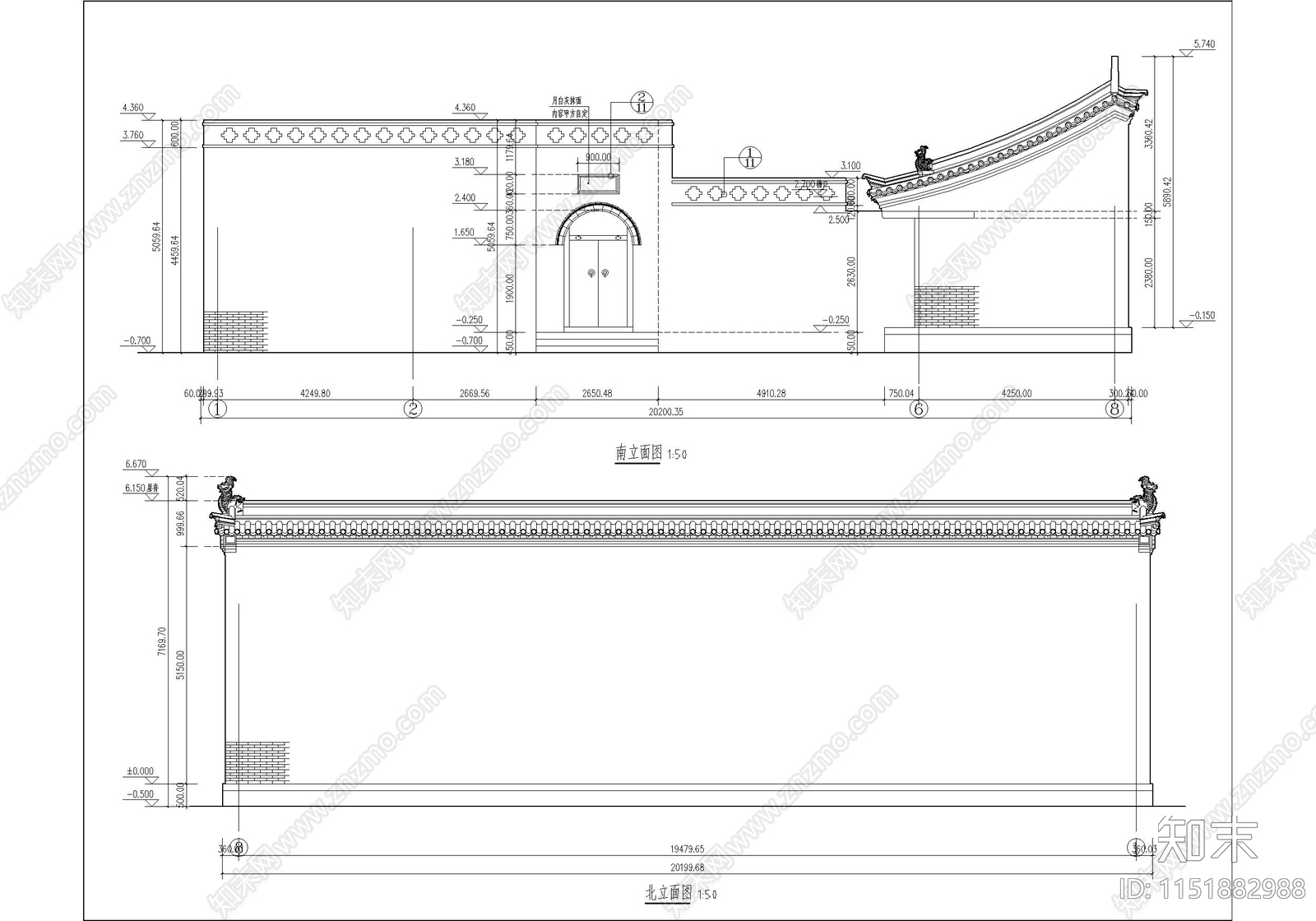 古城历史民居院落建筑施工图下载【ID:1151882988】