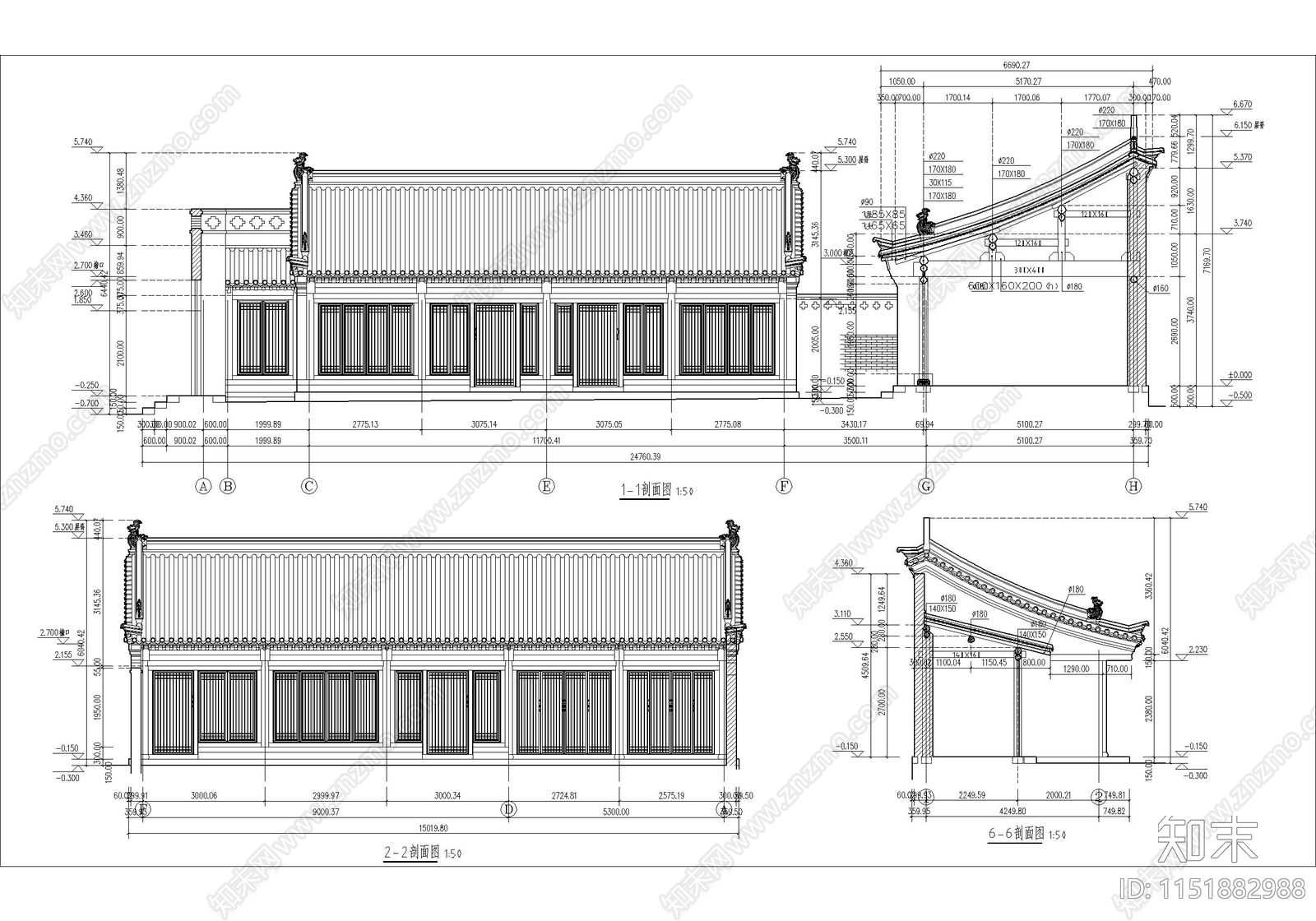 古城历史民居院落建筑施工图下载【ID:1151882988】