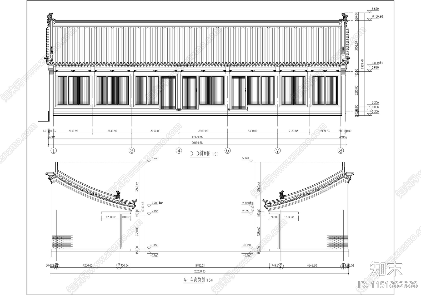 古城历史民居院落建筑施工图下载【ID:1151882988】