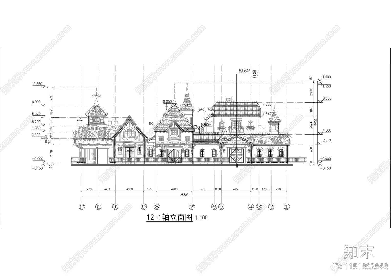 欧式风格餐饮建筑cad施工图下载【ID:1151892868】