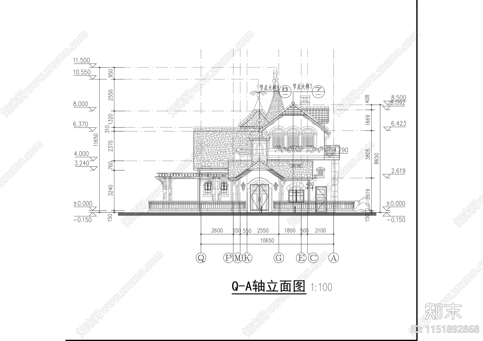 欧式风格餐饮建筑cad施工图下载【ID:1151892868】