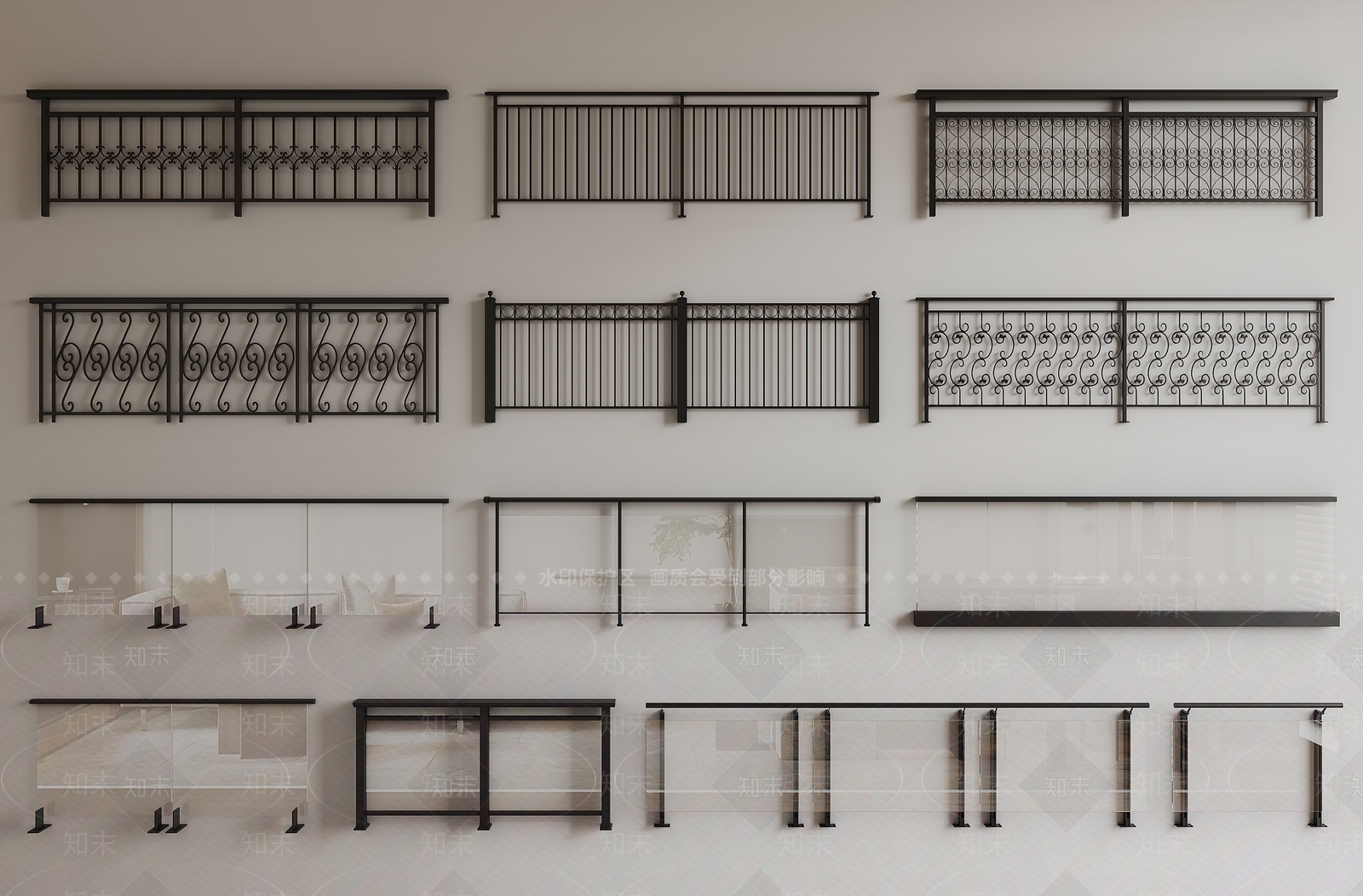 现代栏杆SU模型下载【ID:1151892144】